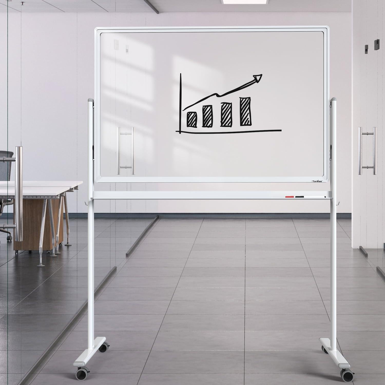 Pizarra Blanca Móvil Tankee de Vidrio Templado 122x81cm