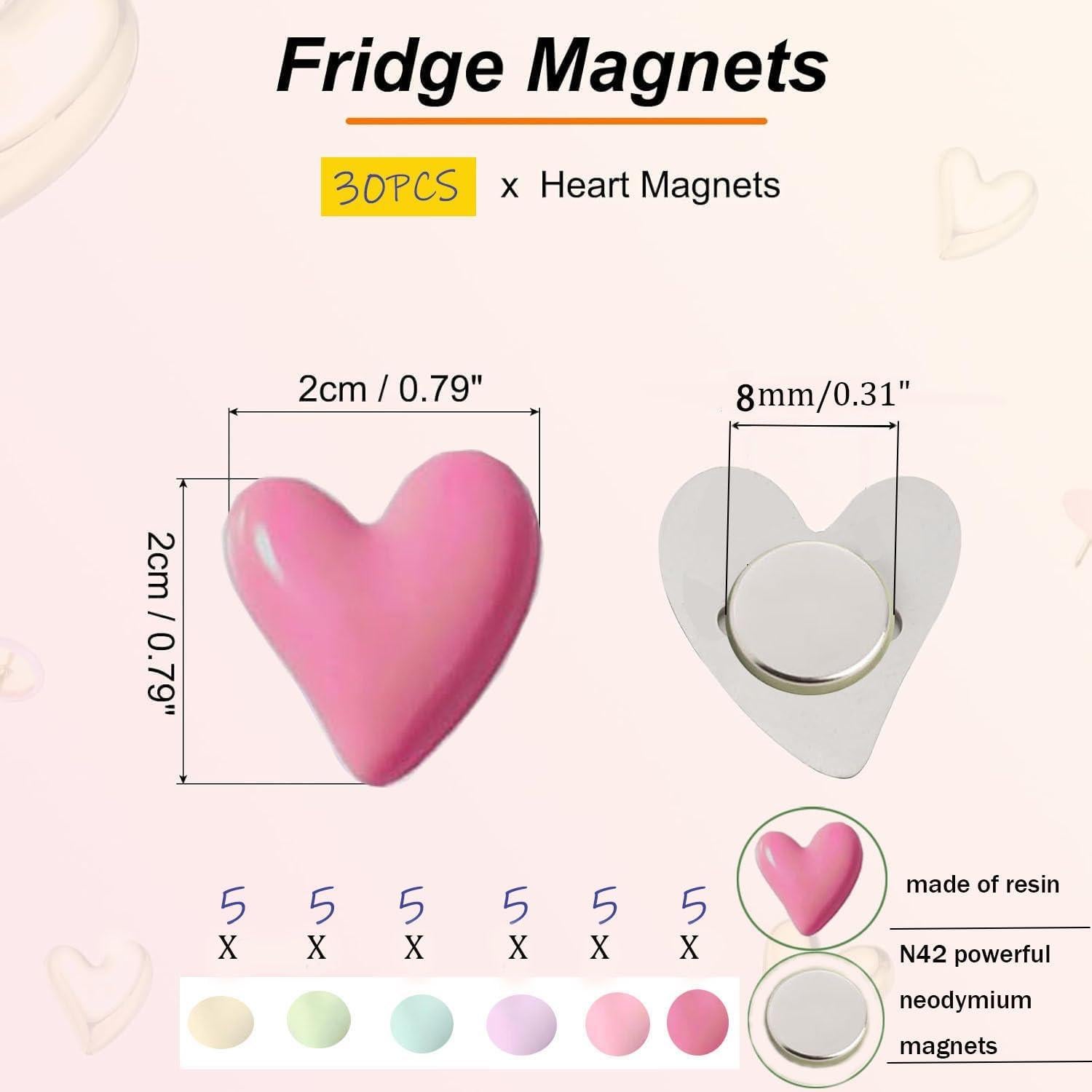 30 Imanes de Corazón Coloridos GLFYJOU para Refrigerador