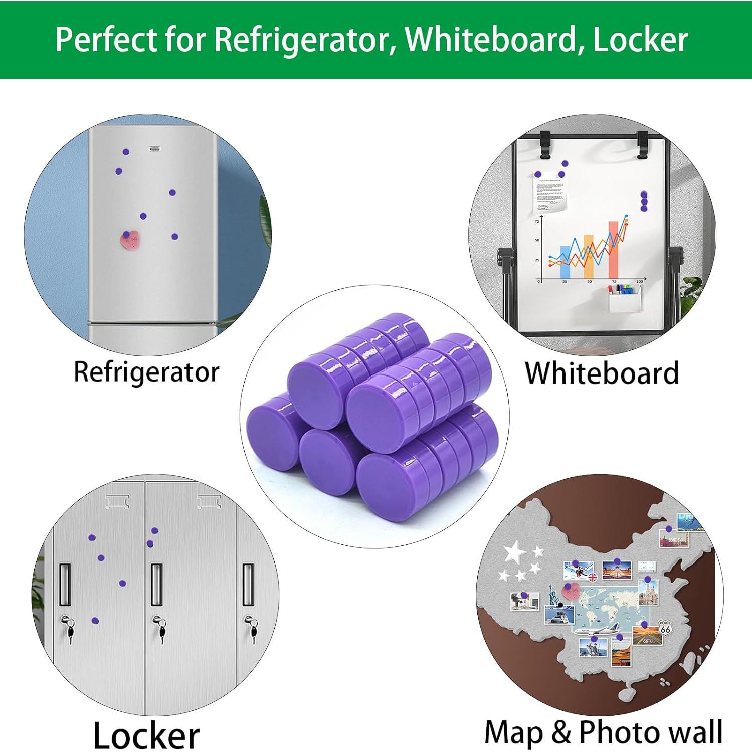 Imanes Redondos Fuertes ZDZBLX 30 Piezas 20mm Púrpura