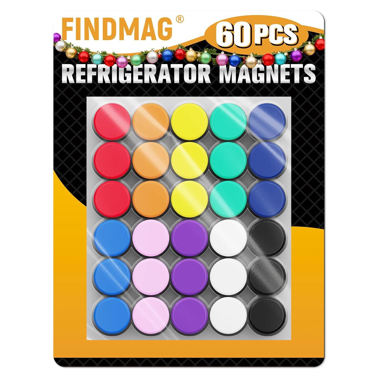 FINDMAG Imanes de Refrigerador 60 Piezas Redondos Colores