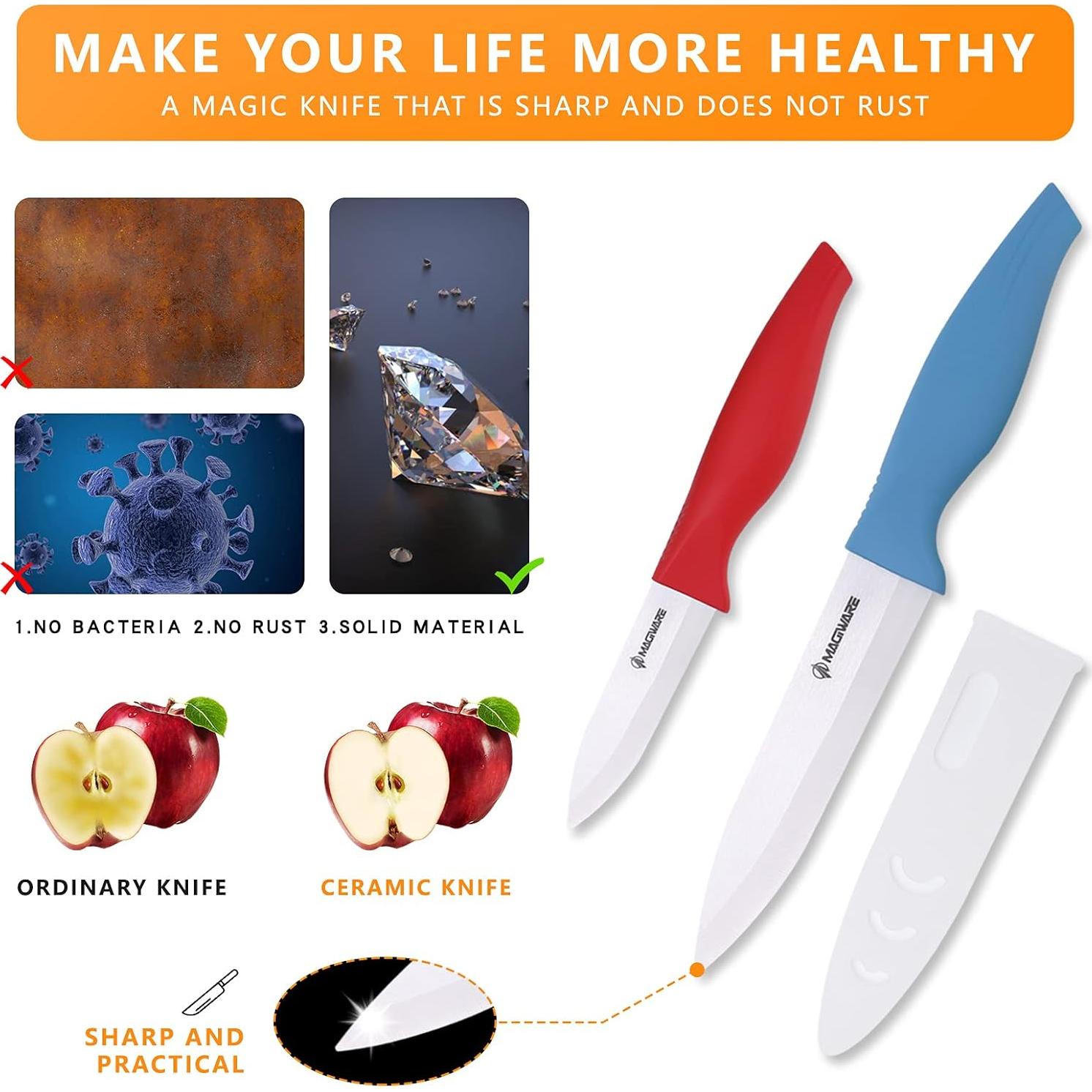 Juego de cuchillos de cerámica 6 piezas Magiware - Rojo