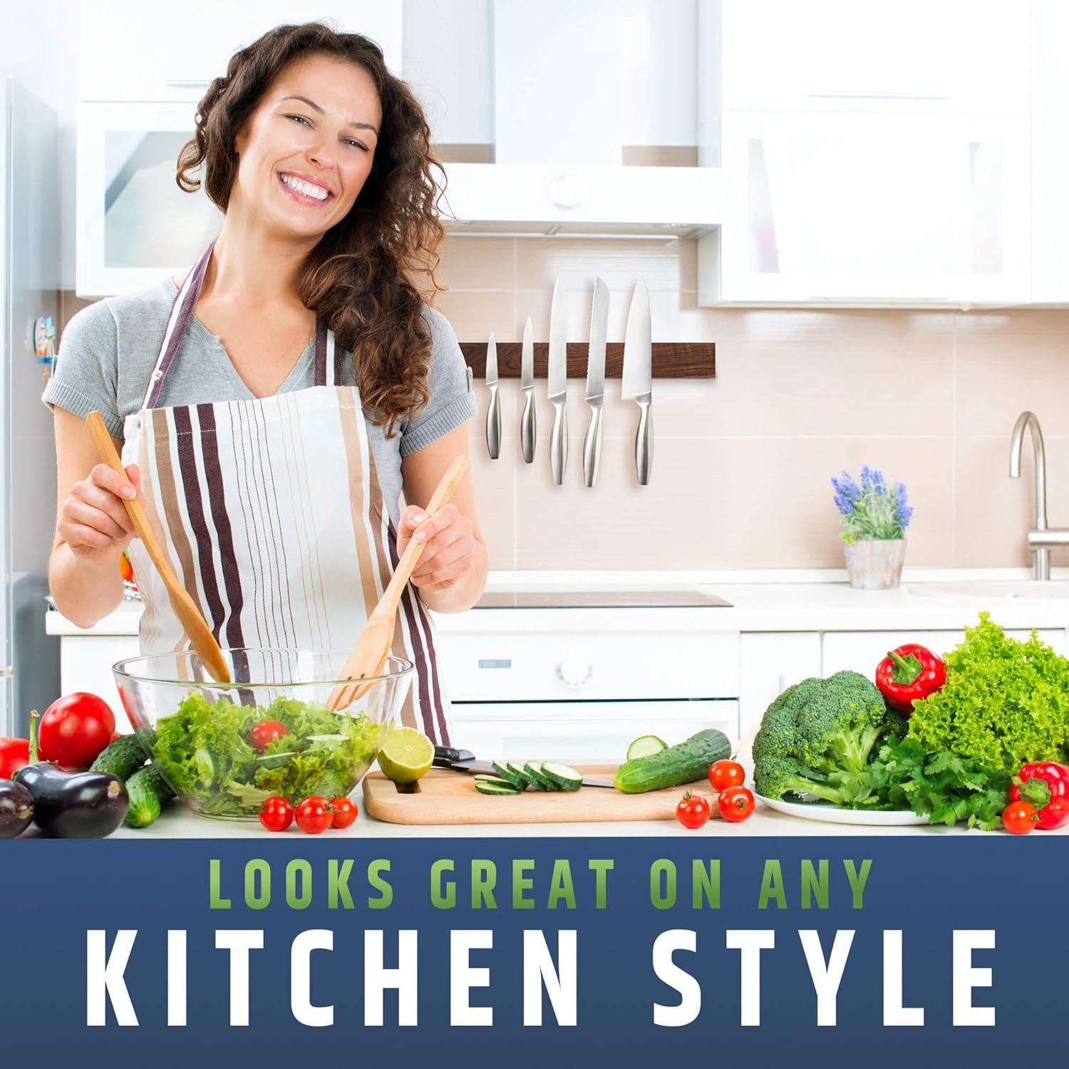 Soporte Magnético para Cuchillos HMmagnets 40.64 cm Nogal