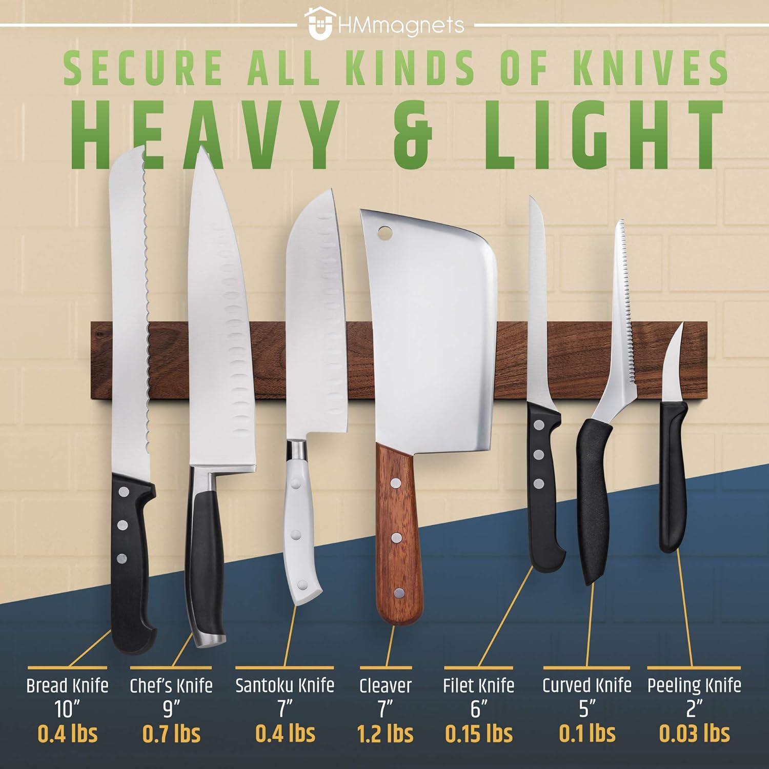Soporte Magnético para Cuchillos HMmagnets 40.64 cm Nogal