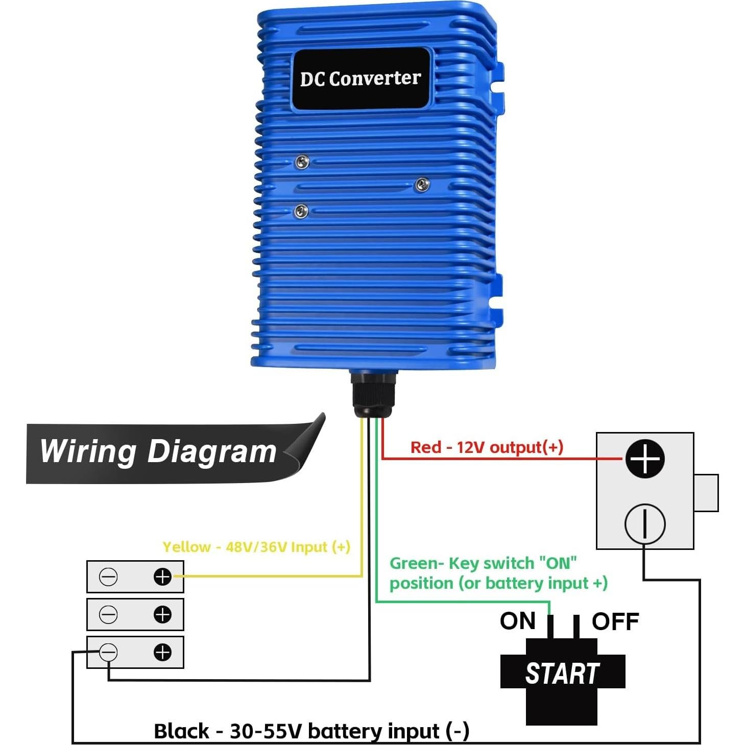 Reductor de Voltaje 36/48V a 12V DC 30A Genérico para Carro de Golf