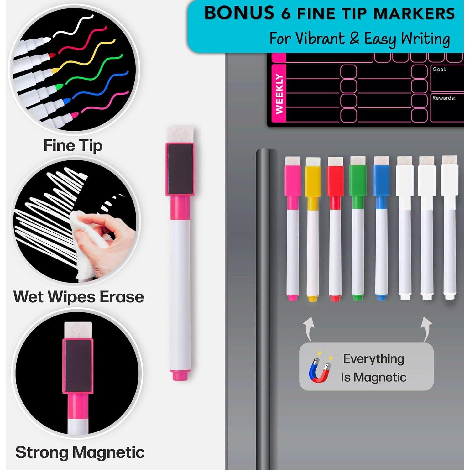 Juego de 3 Tableros de Tareas MODERNEAT con 8 Marcadores