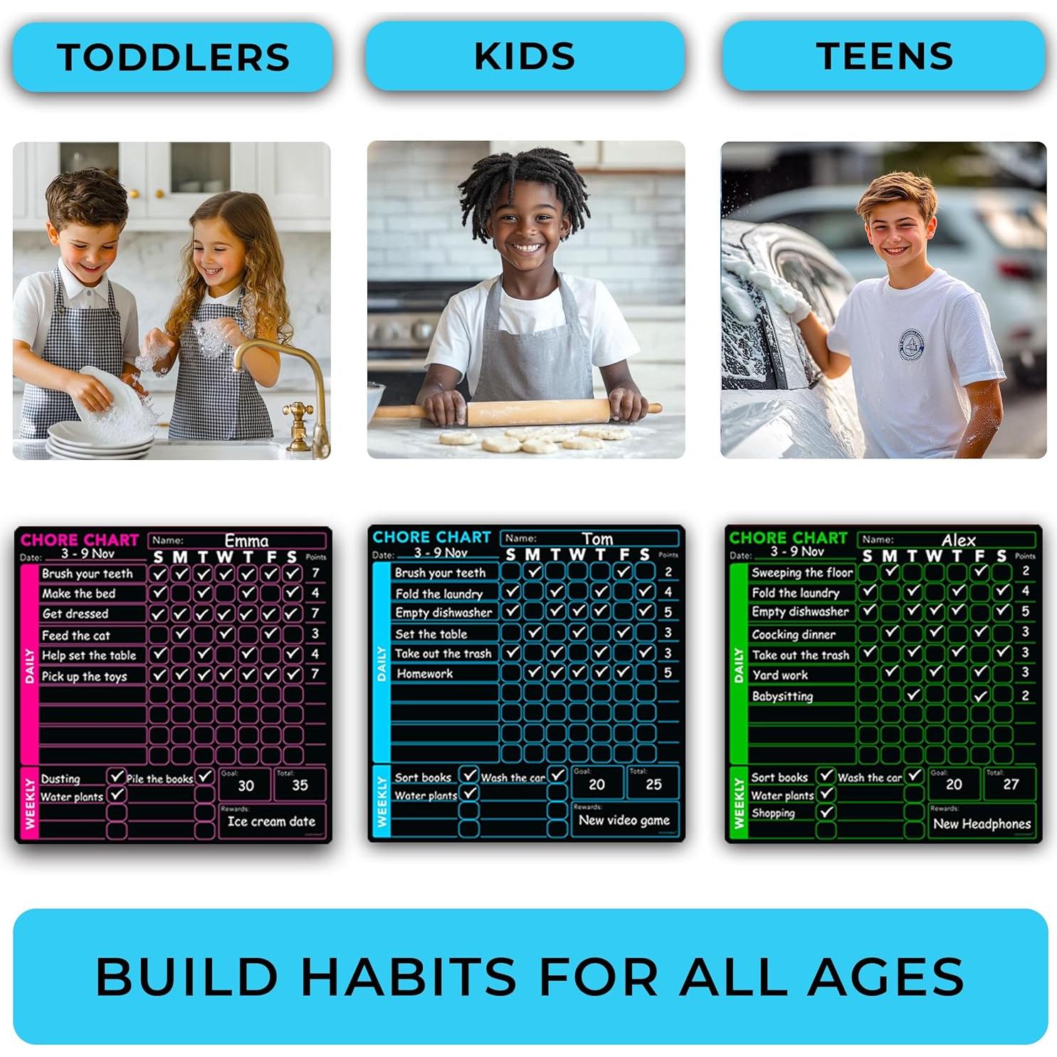 Juego de 3 Tableros de Tareas MODERNEAT con 8 Marcadores