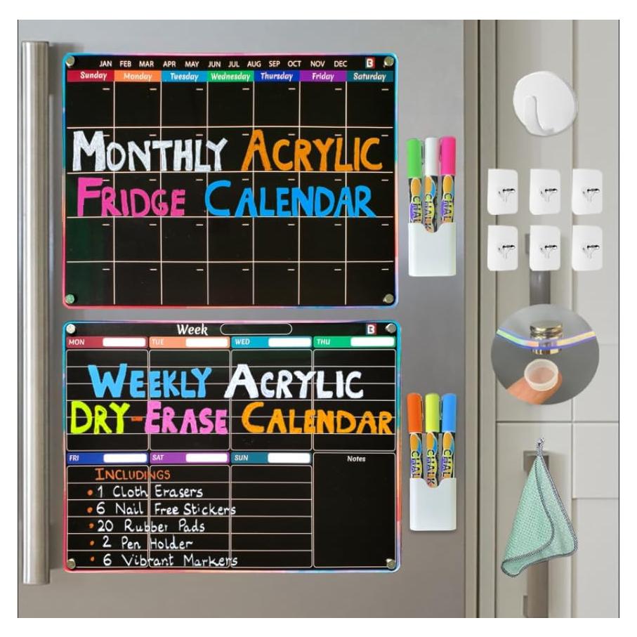 Calendario Magnético Negro LAMBOCK 2 PCS con Marcadores