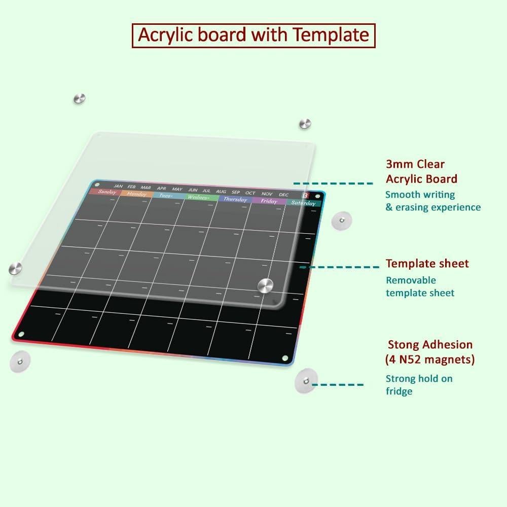 Calendario Magnético Negro LAMBOCK 2 PCS con Marcadores