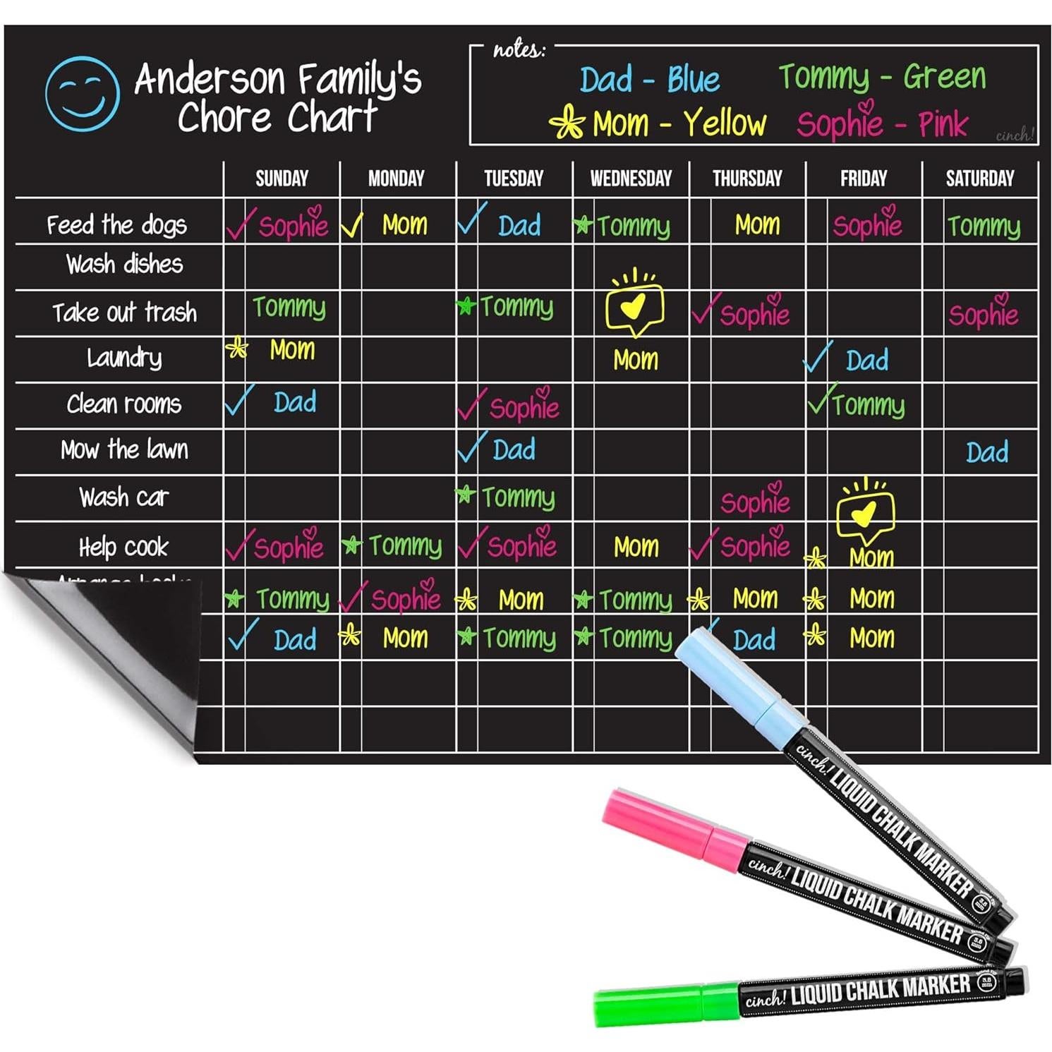 Tablero Magnético Borrable Cinch 43x30 cm Negro con Marcadores