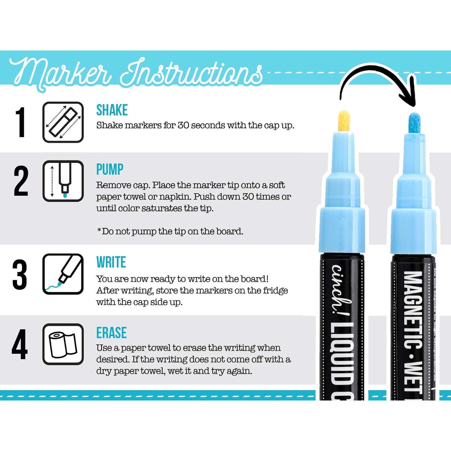 Tablero Magnético Borrable Cinch 43x30 cm Negro con Marcadores