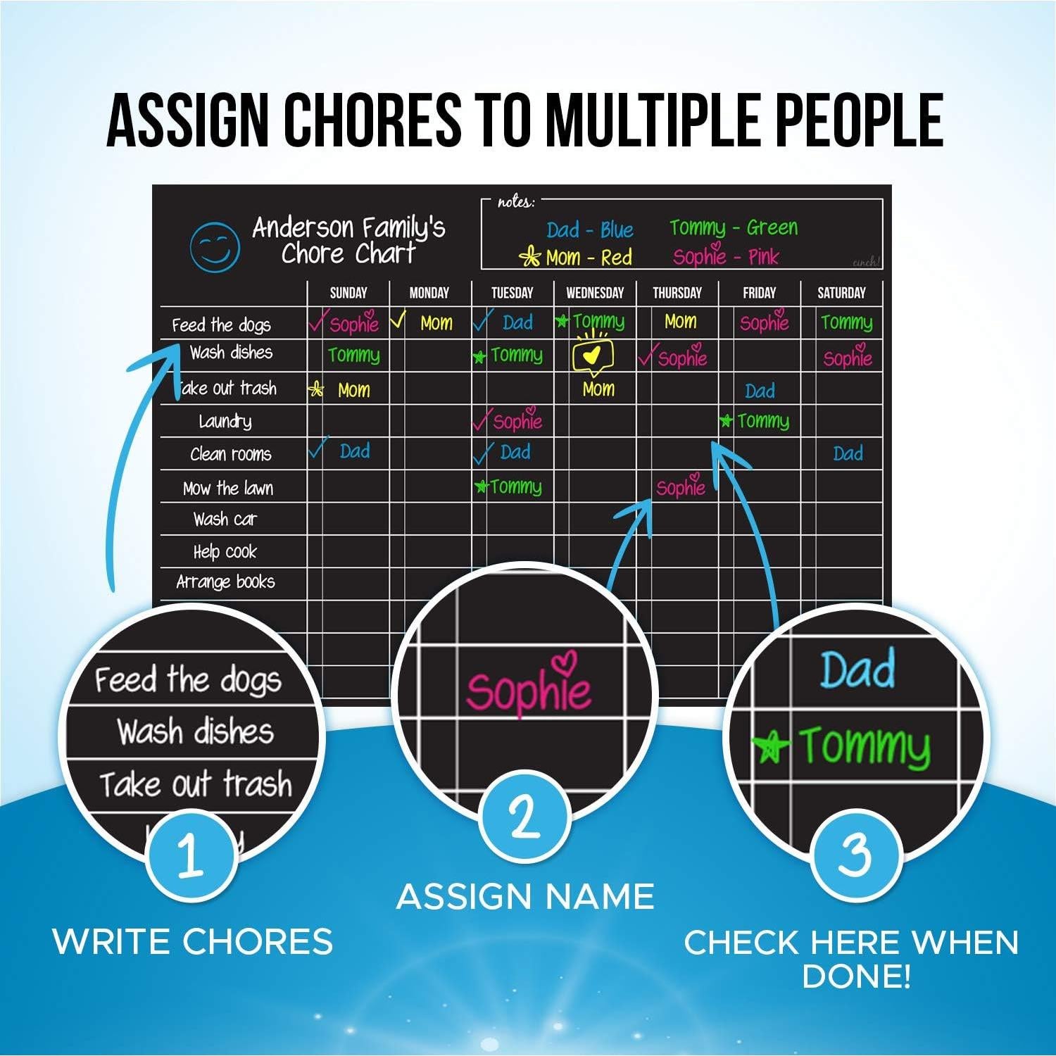 Tablero Magnético Borrable Cinch 43x30 cm Negro con Marcadores