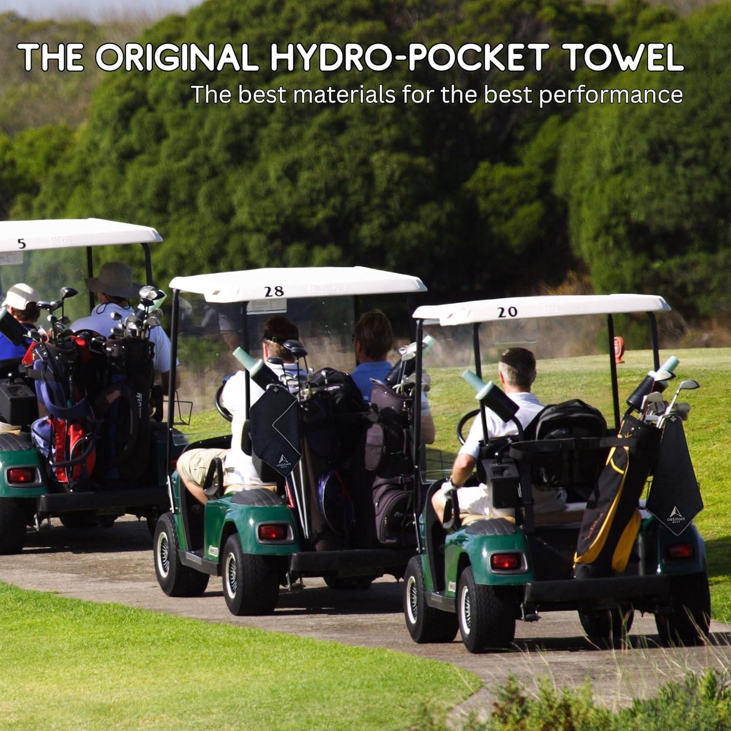 Toalla de Golf Clean Balls OT3 con Imán y Hydro Pocket - Negra