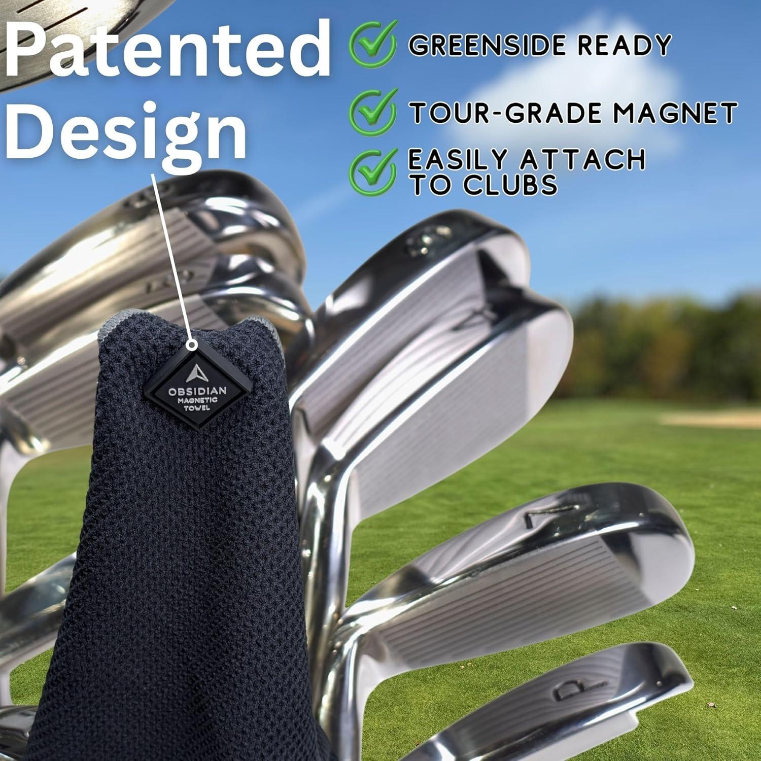 Toalla de Golf Clean Balls OT3 con Imán y Hydro Pocket - Negra