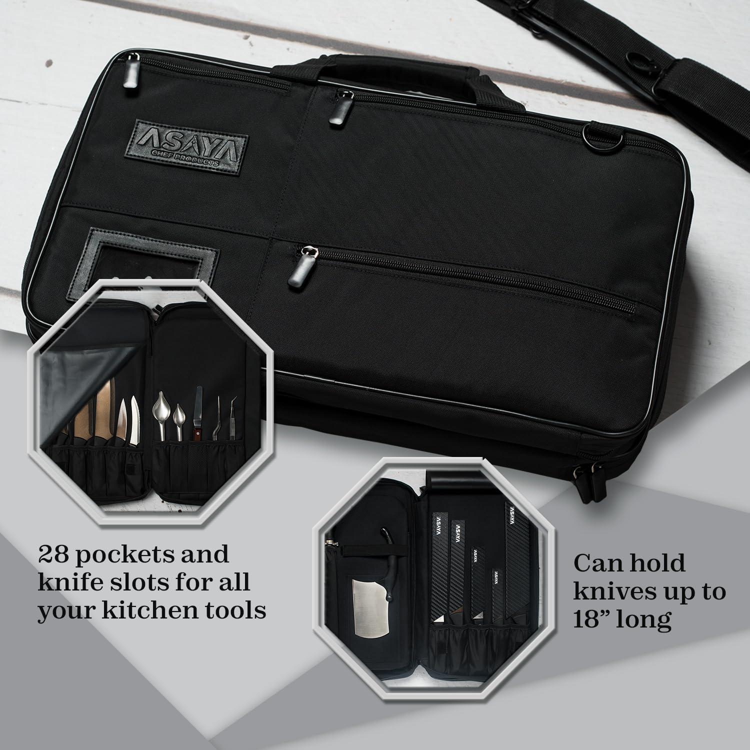 Bolsa de Cuchillos Asaya Chef - 28 Bolsillos Nylon Negro