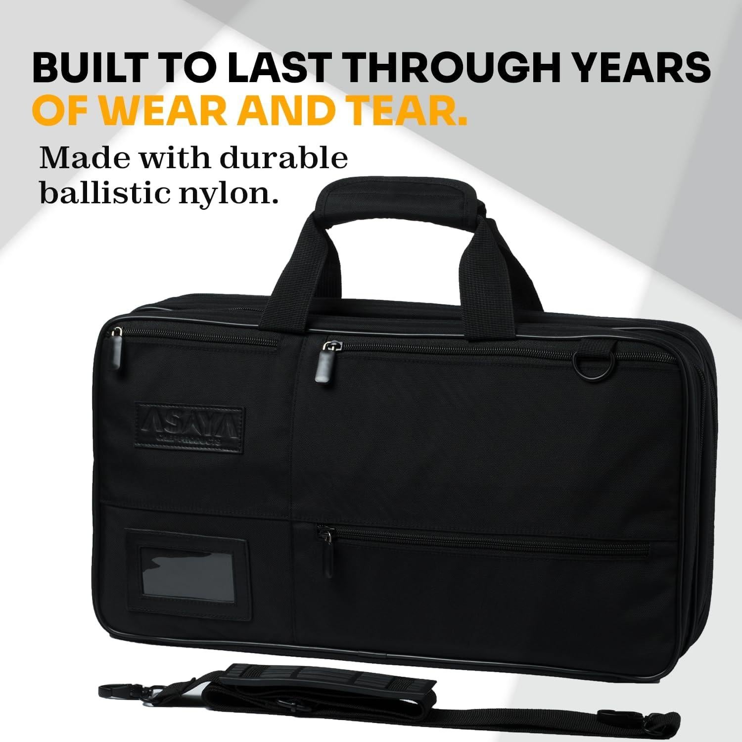 Bolsa de Cuchillos Asaya Chef - 28 Bolsillos Nylon Negro