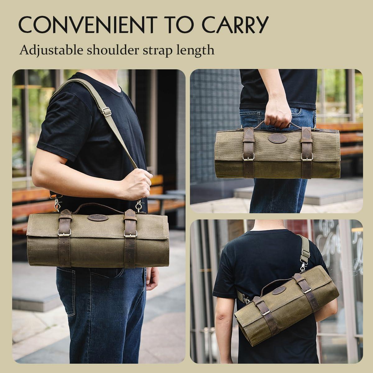 Bolsa de Cuchillos de Chef HEZHEN Lona Aceitada 12 Compartimentos