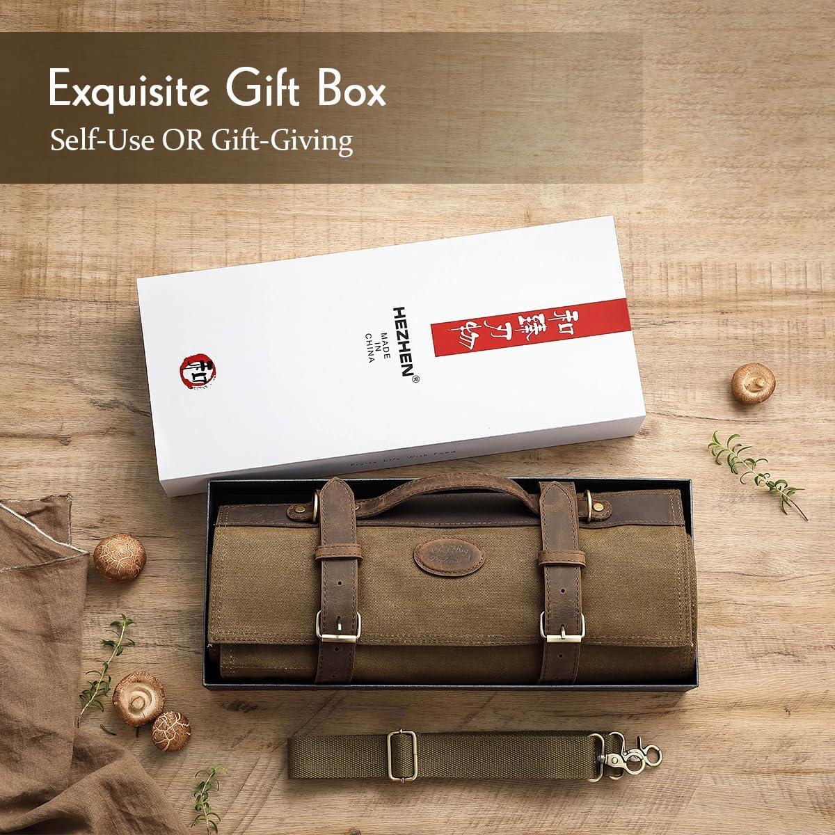 Bolsa de Cuchillos de Chef HEZHEN Lona Aceitada 12 Compartimentos