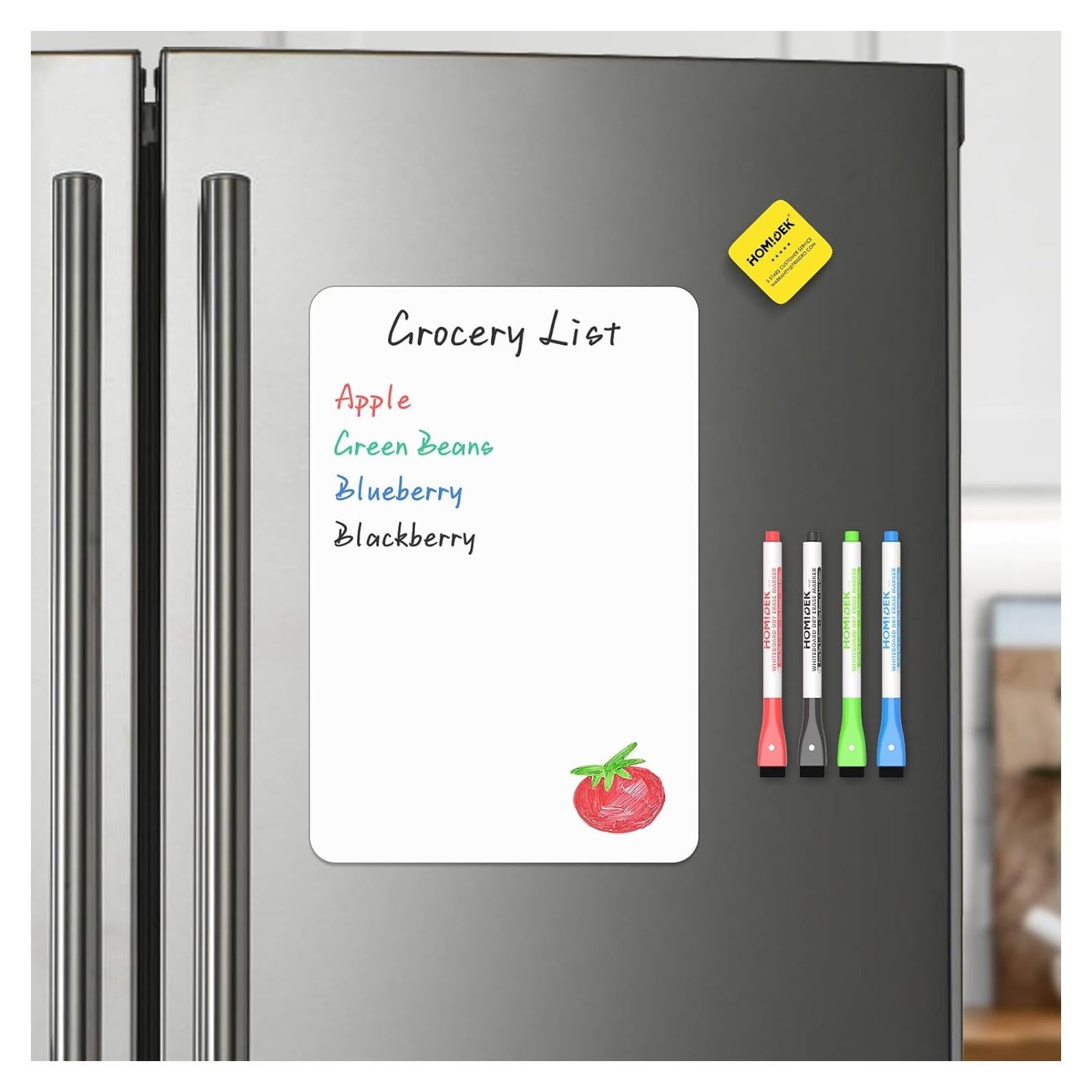 Pizarra Magnética para Nevera HOMiDEK 30.48x20.32 cm con 4 Marcadores