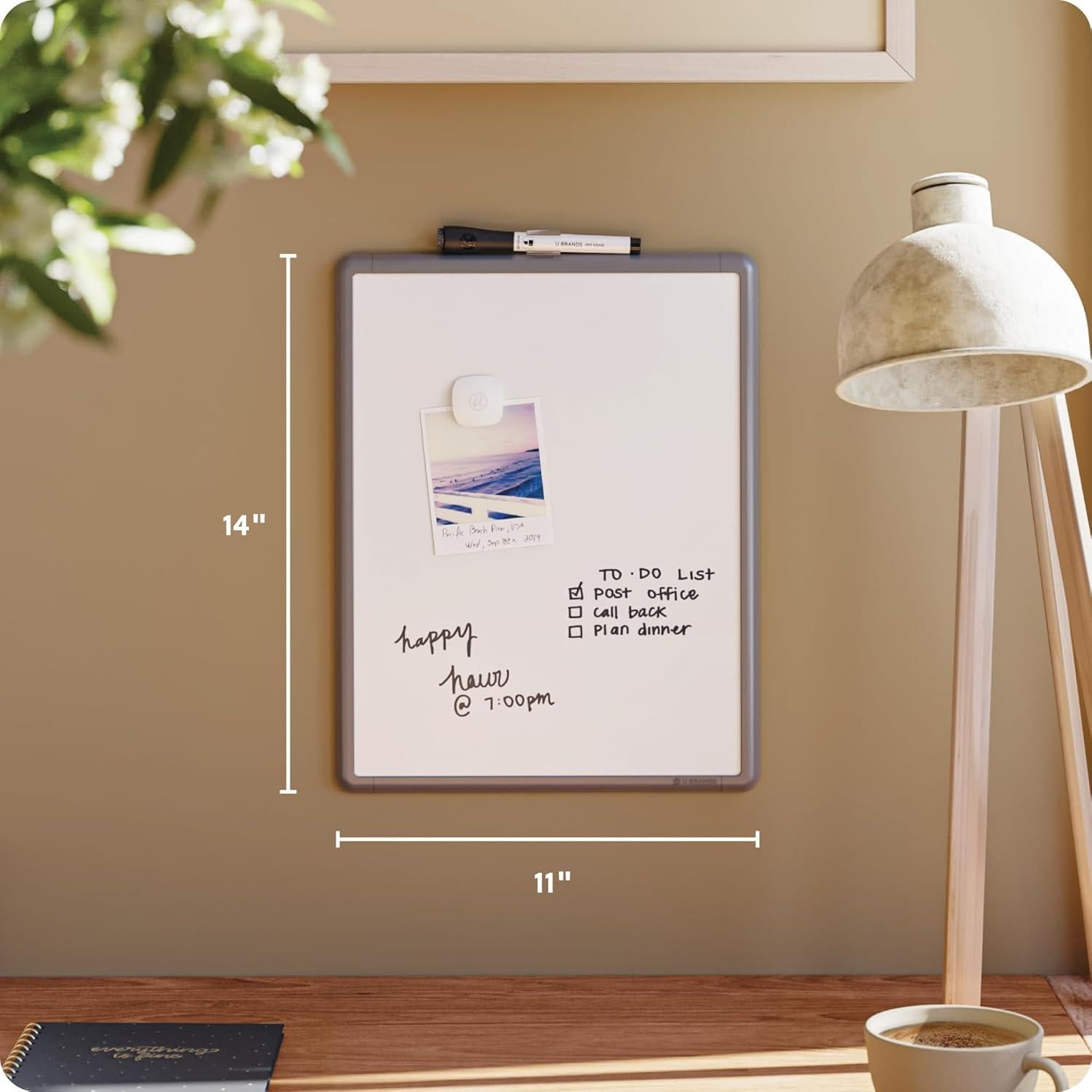 Pizarra Magnética Borrado en Seco U Brands 28x36 cm Gris