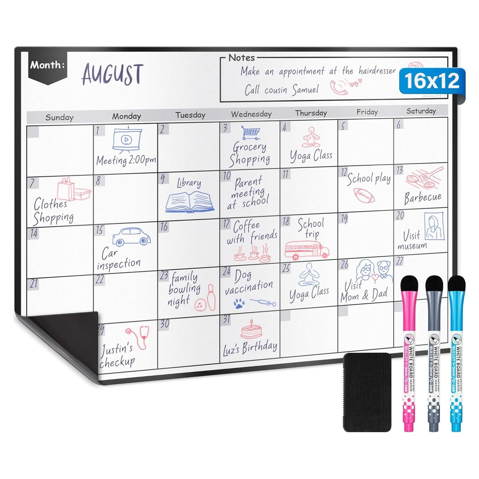 Calendario Magnético Mensual Yes4Quality 40x30 cm para Nevera