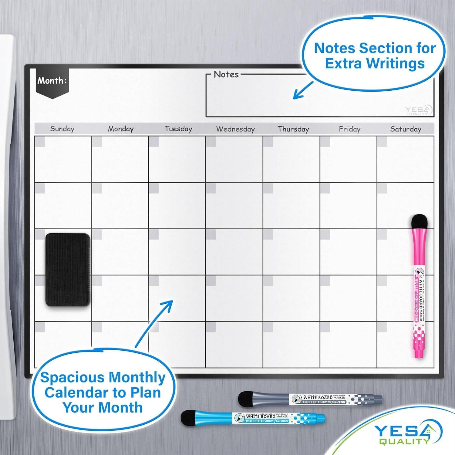 Calendario Magnético Mensual Yes4Quality 40x30 cm para Nevera