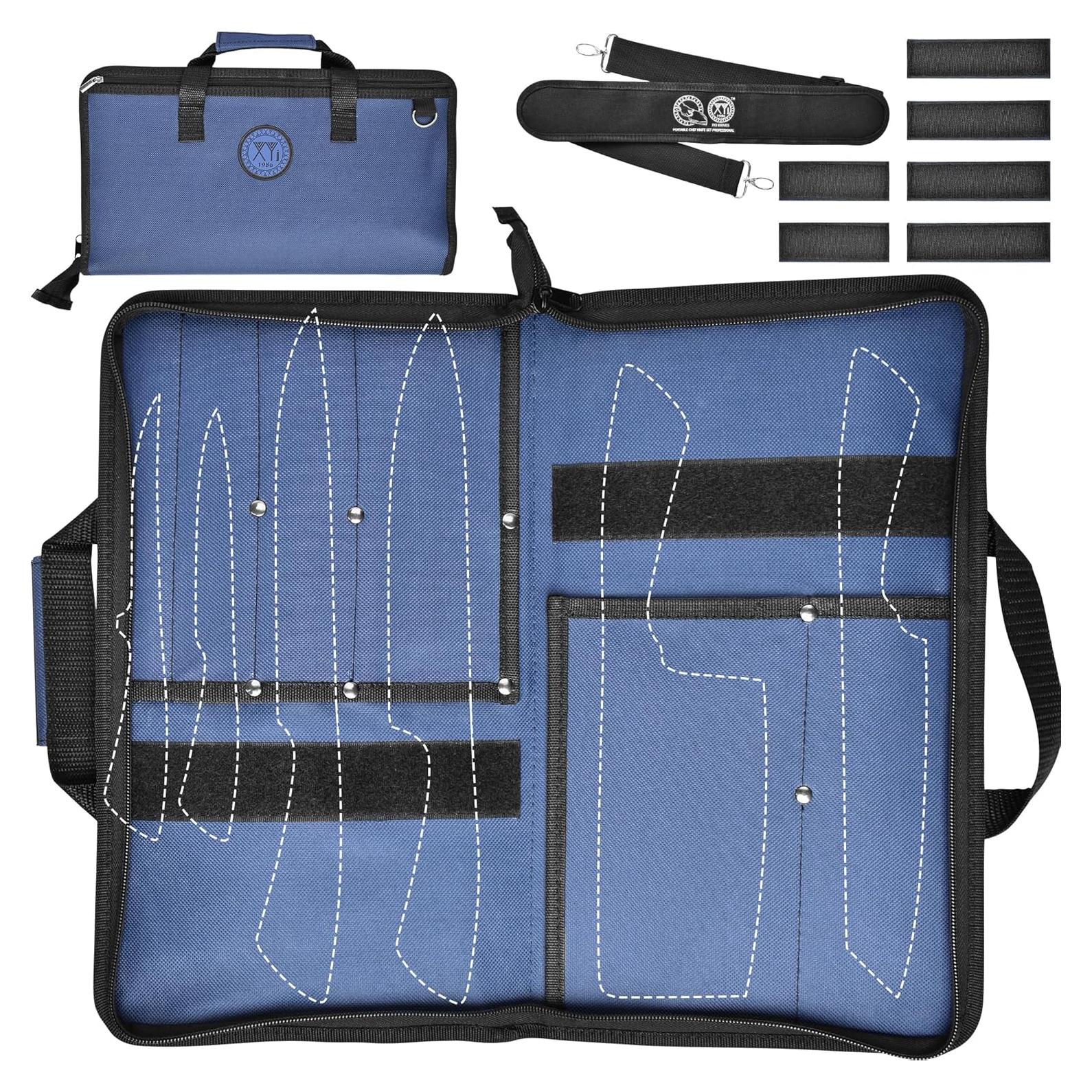 Bolsa de cuchillos XYJ para chefs, lona resistente 6 bolsillos
