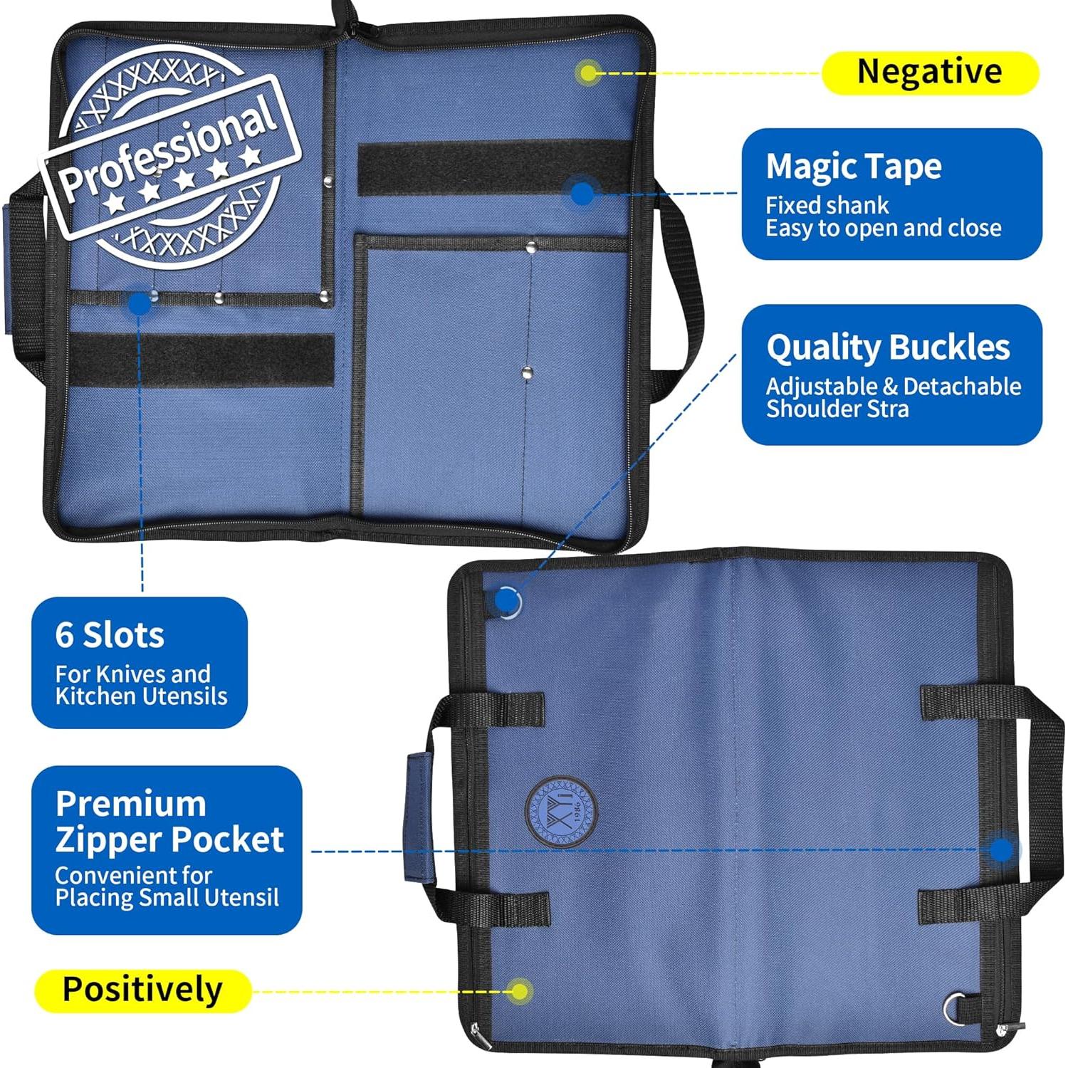 Bolsa de cuchillos XYJ para chefs, lona resistente 6 bolsillos