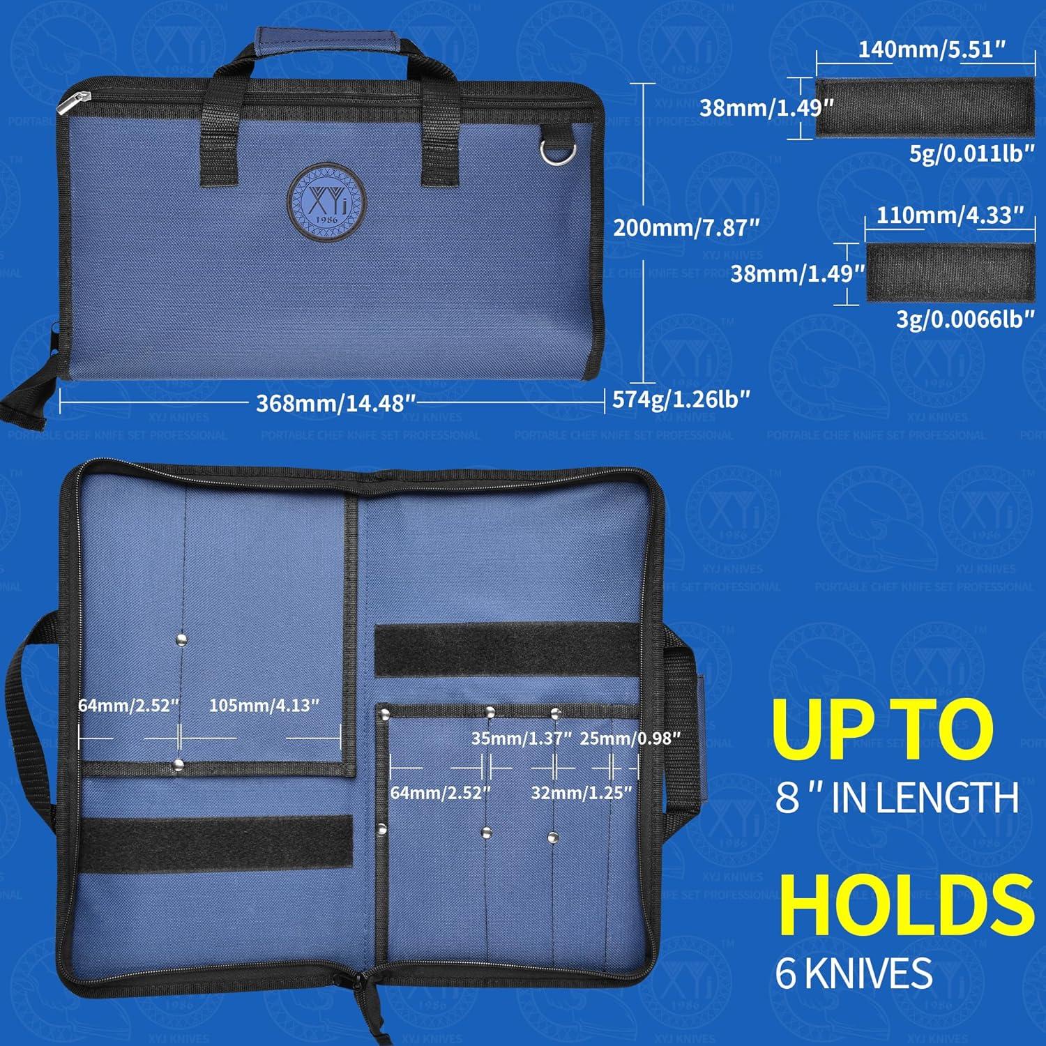 Bolsa de cuchillos XYJ para chefs, lona resistente 6 bolsillos