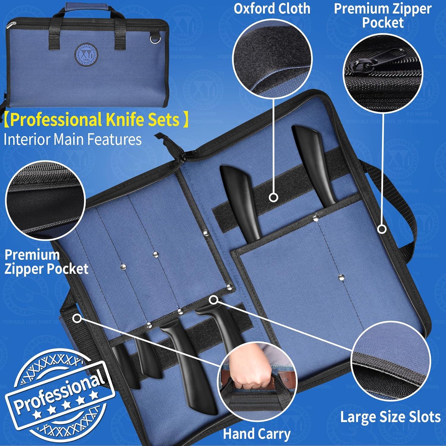 Bolsa de cuchillos XYJ para chefs, lona resistente 6 bolsillos
