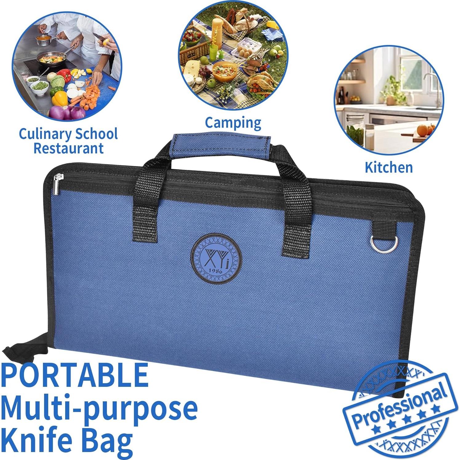 Bolsa de cuchillos XYJ para chefs, lona resistente 6 bolsillos