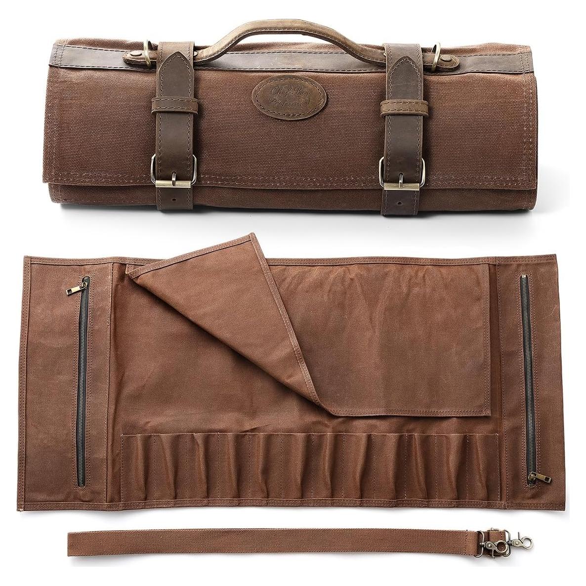 Bolsa de Cuchillos XINZUO - Lona Encerada 90x43 cm - Marrón