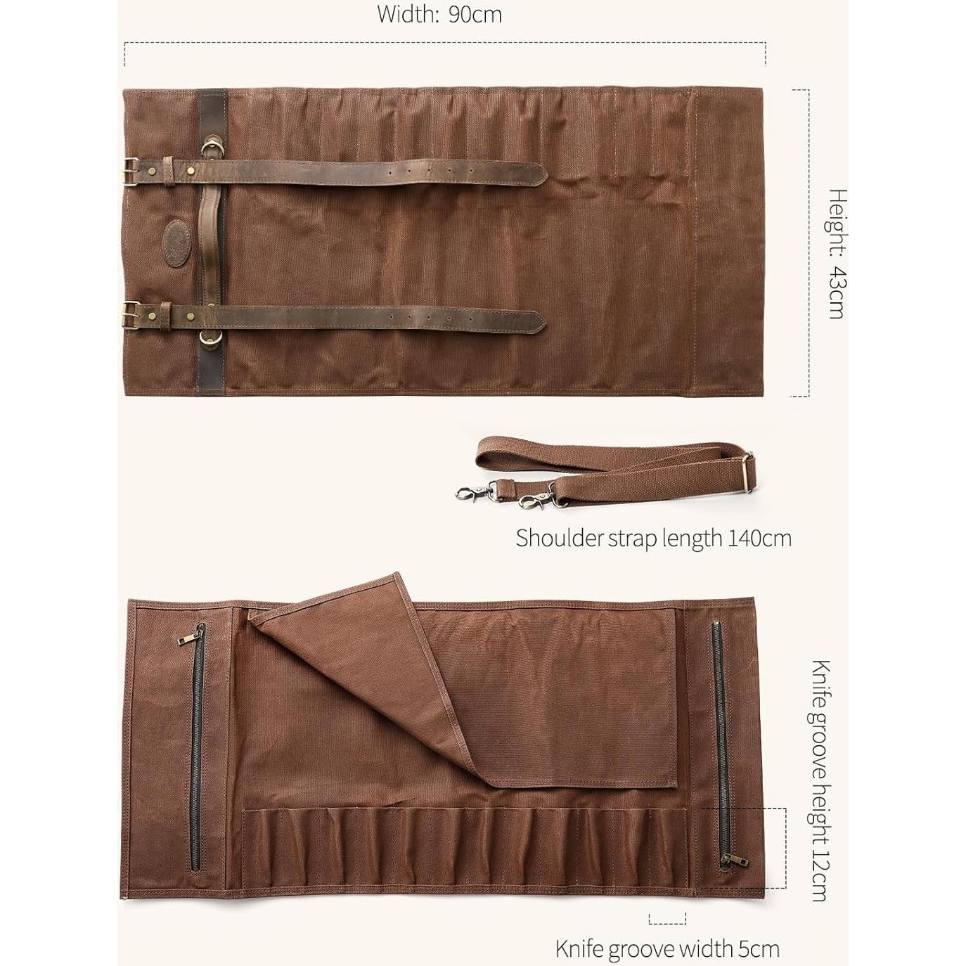 Bolsa de Cuchillos XINZUO - Lona Encerada 90x43 cm - Marrón