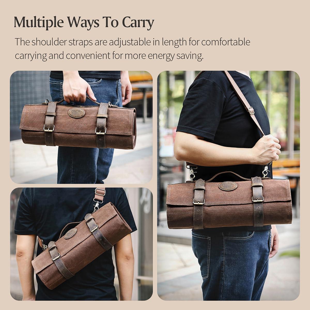 Bolsa de Cuchillos XINZUO - Lona Encerada 90x43 cm - Marrón