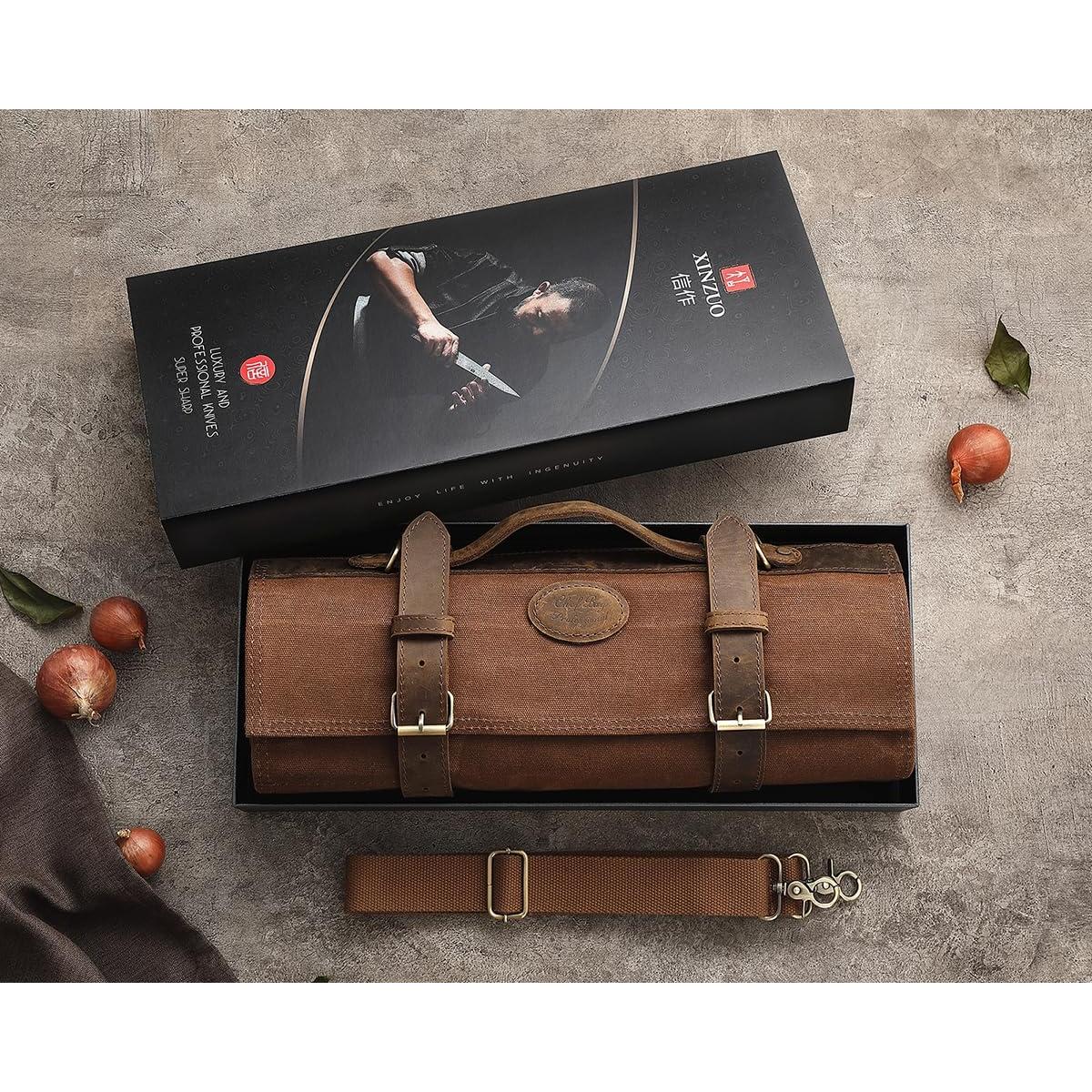 Bolsa de Cuchillos XINZUO - Lona Encerada 90x43 cm - Marrón