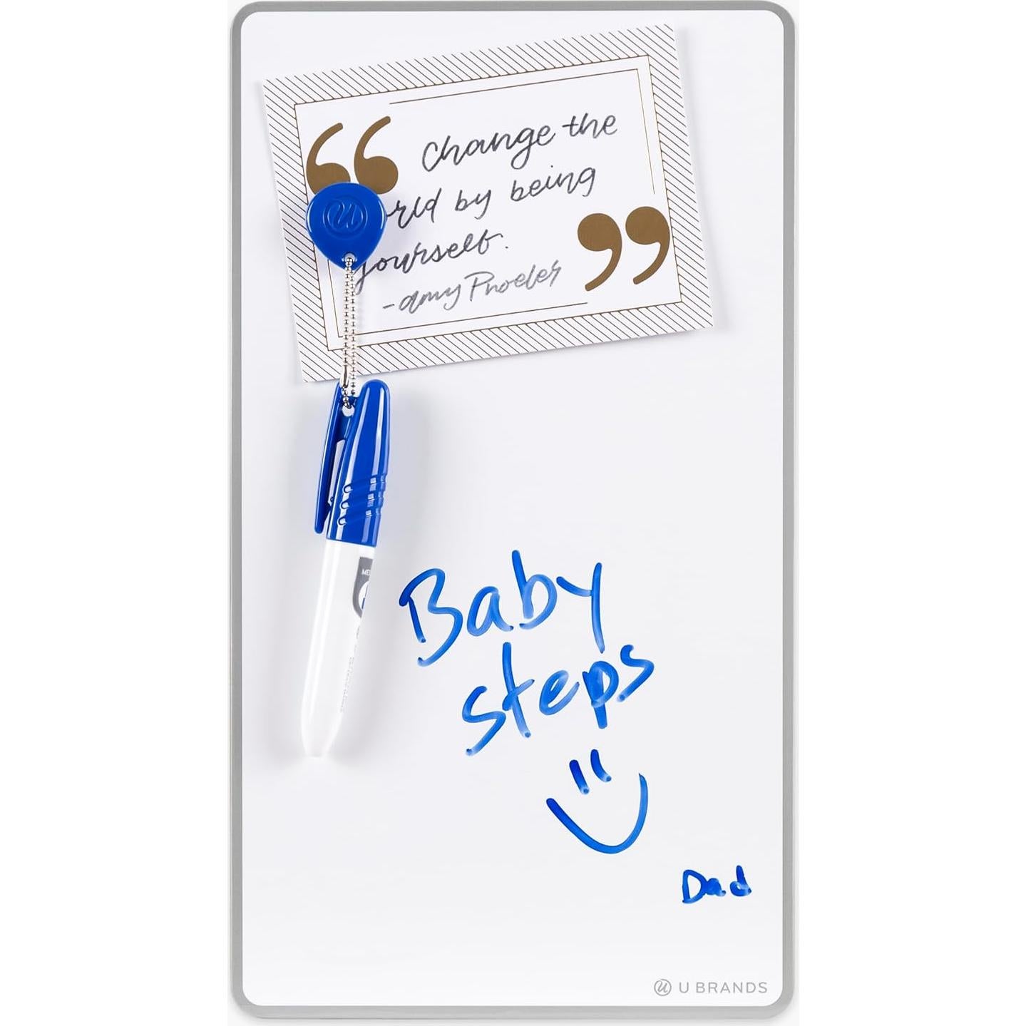 Tablero Blanco Magnético U Brands 15x28 cm Sin Marco con 3 Marcadores