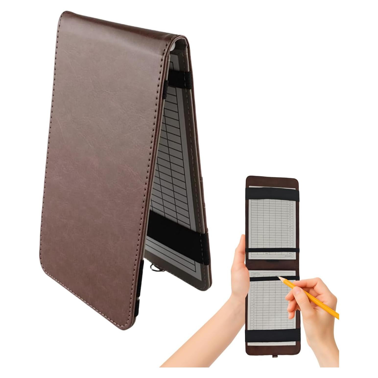 Porta Tarjeta de Puntuación de Golf YFANITI Cuero Marrón