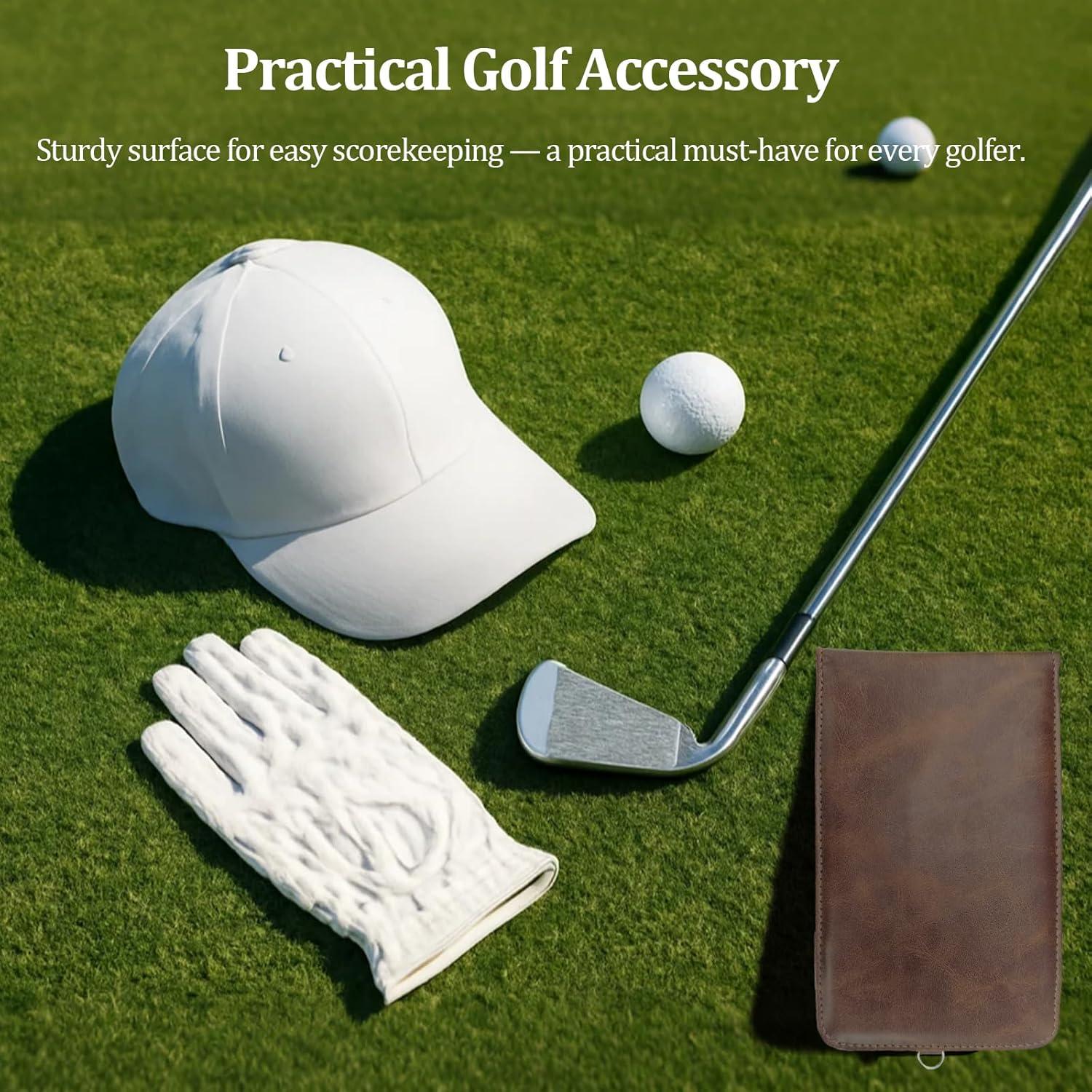 Porta Tarjeta de Puntuación de Golf YFANITI Cuero Marrón