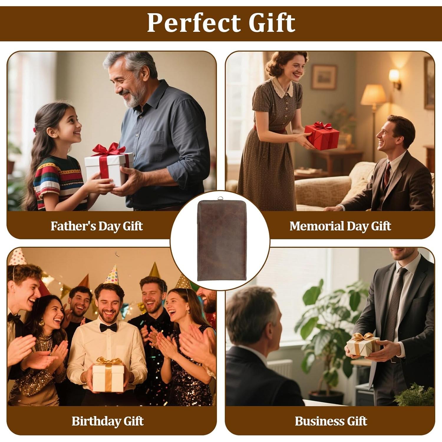 Porta Tarjeta de Puntuación de Golf YFANITI Cuero Marrón