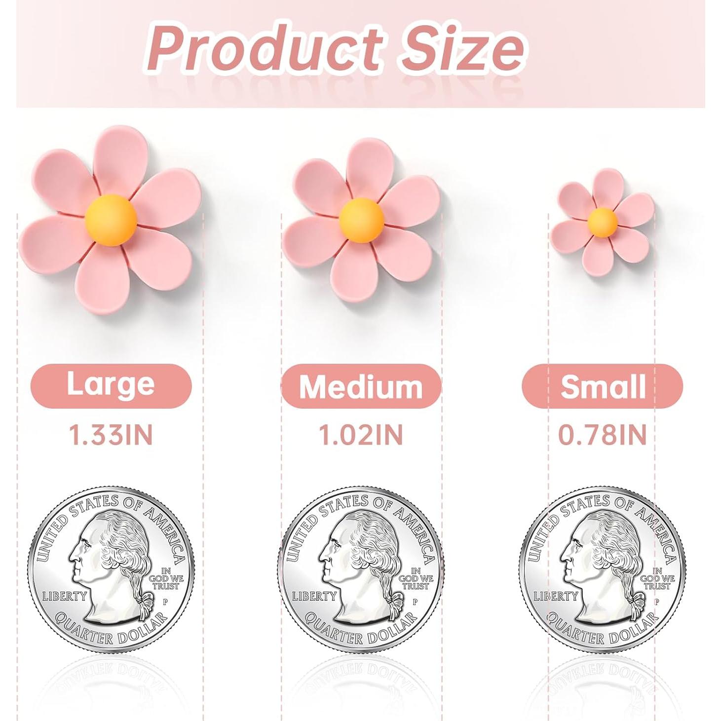 Juego de 18 Imanes Decorativos GOOZADA Flores Rosa 3 Colores