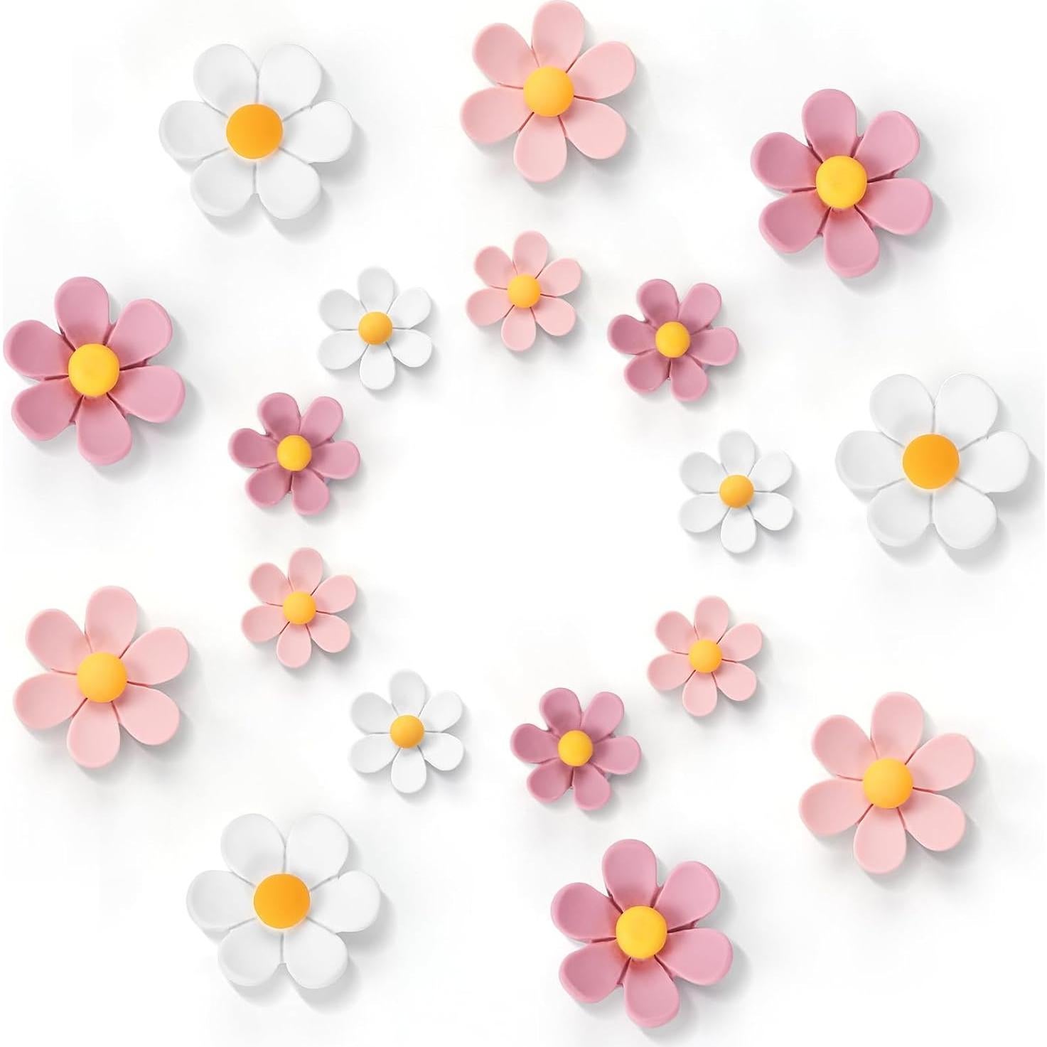 Juego de 18 Imanes Decorativos GOOZADA Flores Rosa 3 Colores