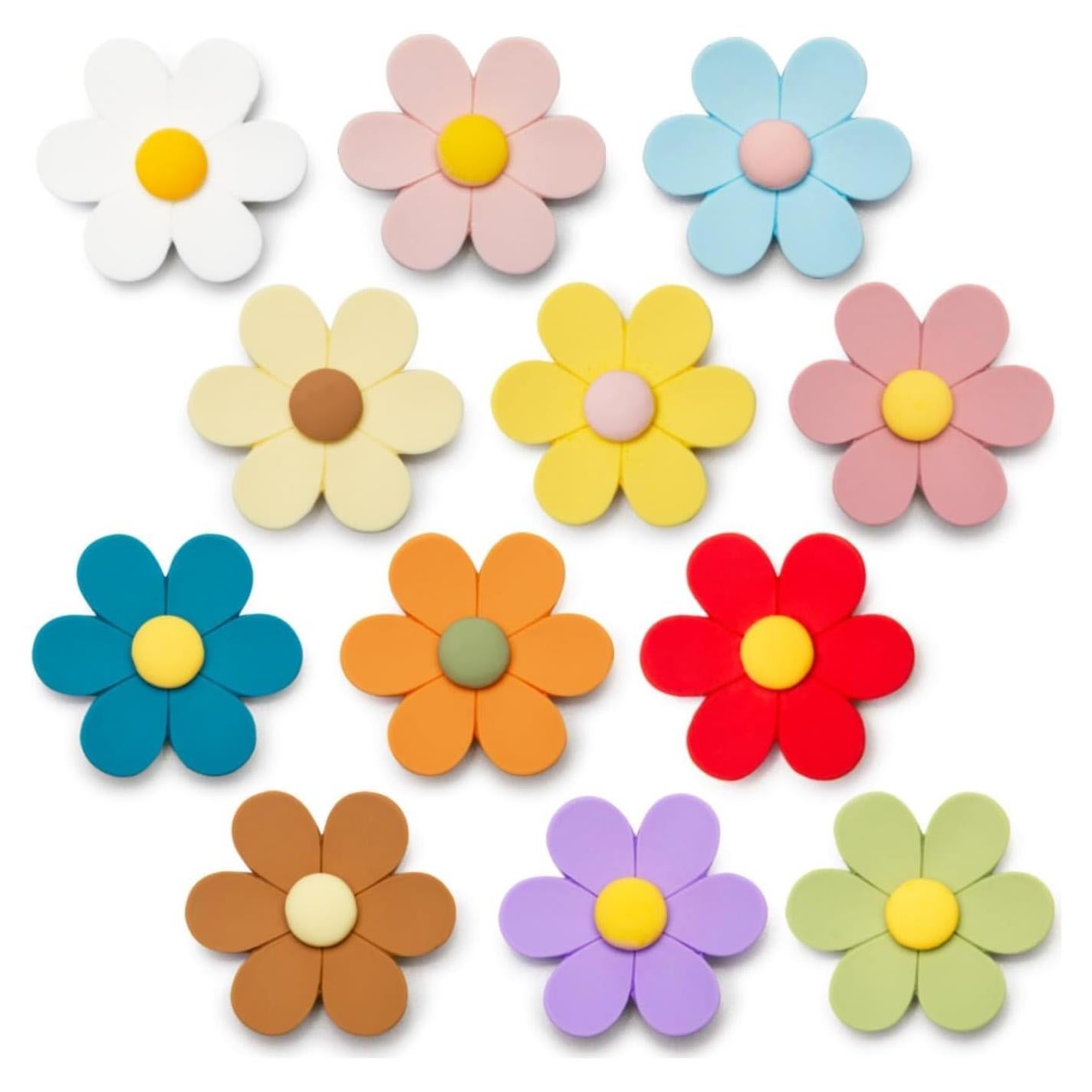 Imanes de nevera 3D grandes SUNURS - Flores coloridas (12 piezas)