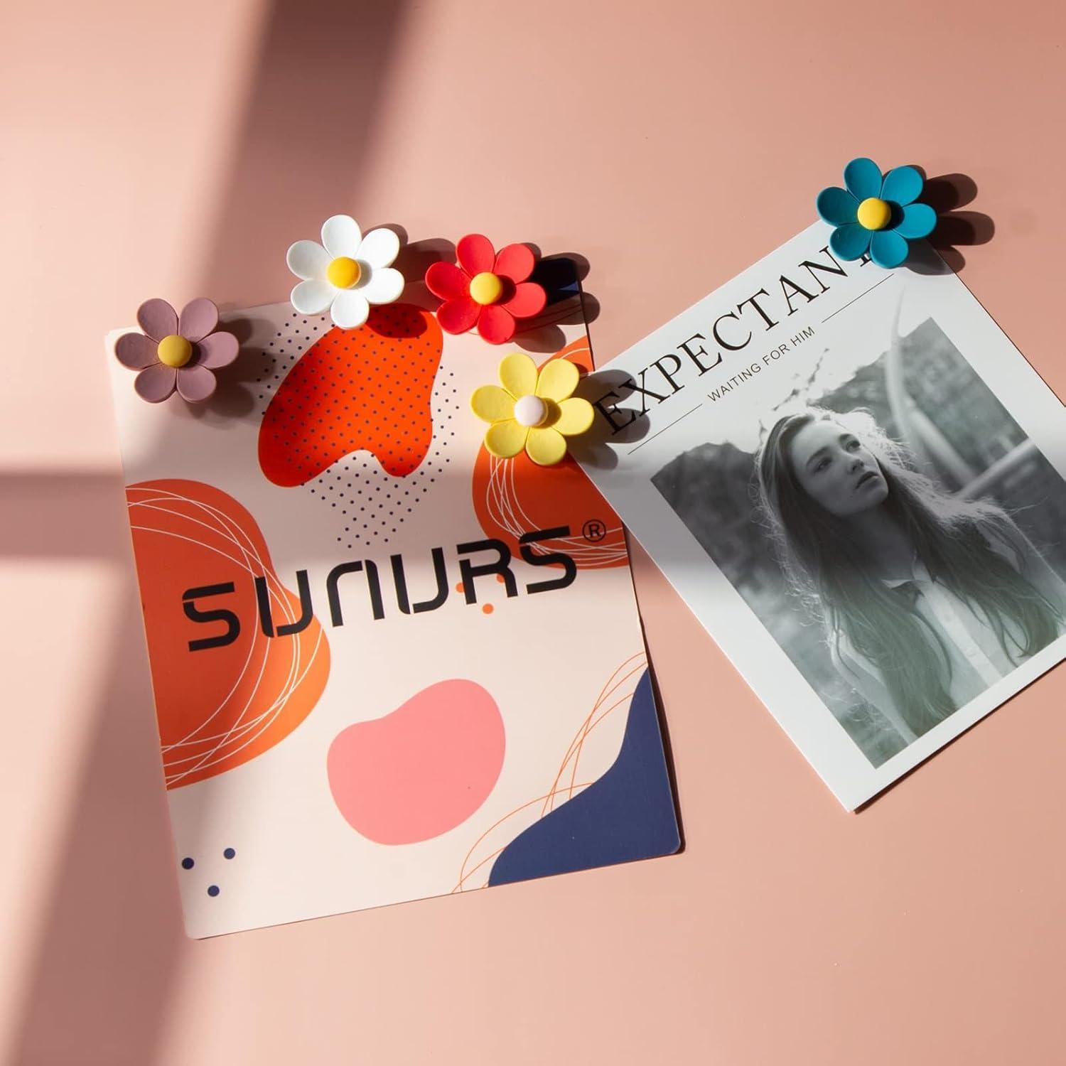 Imanes de nevera 3D grandes SUNURS - Flores coloridas (12 piezas)