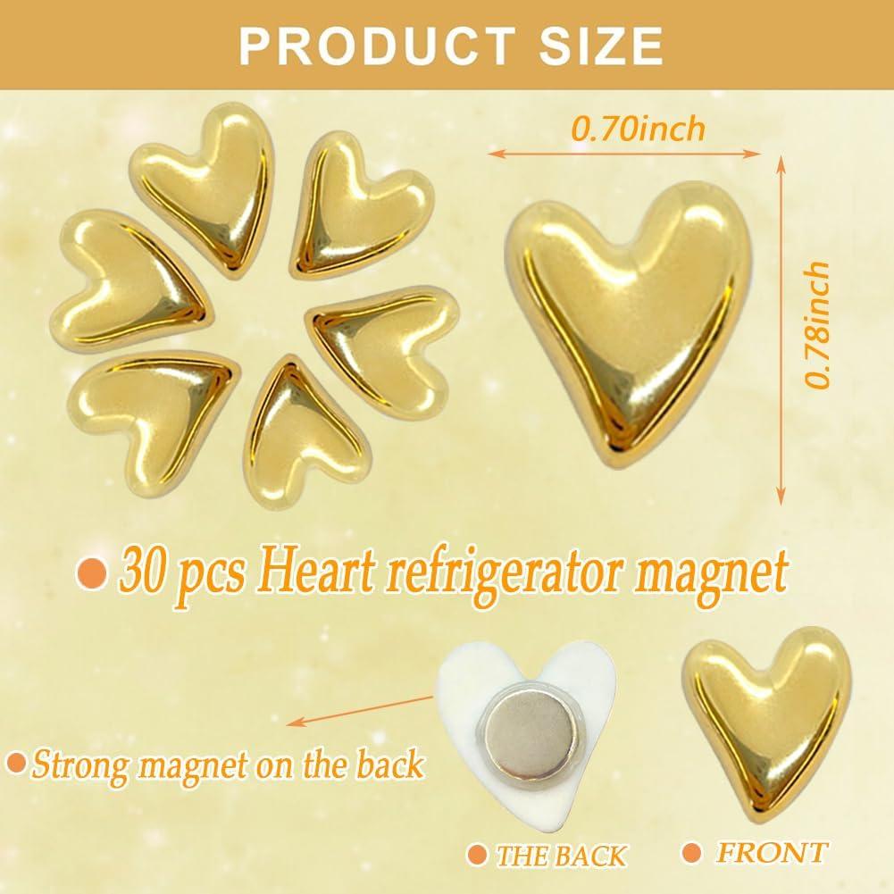30 Imanes de Corazón Dorados HWAQHDYL para Refrigerador