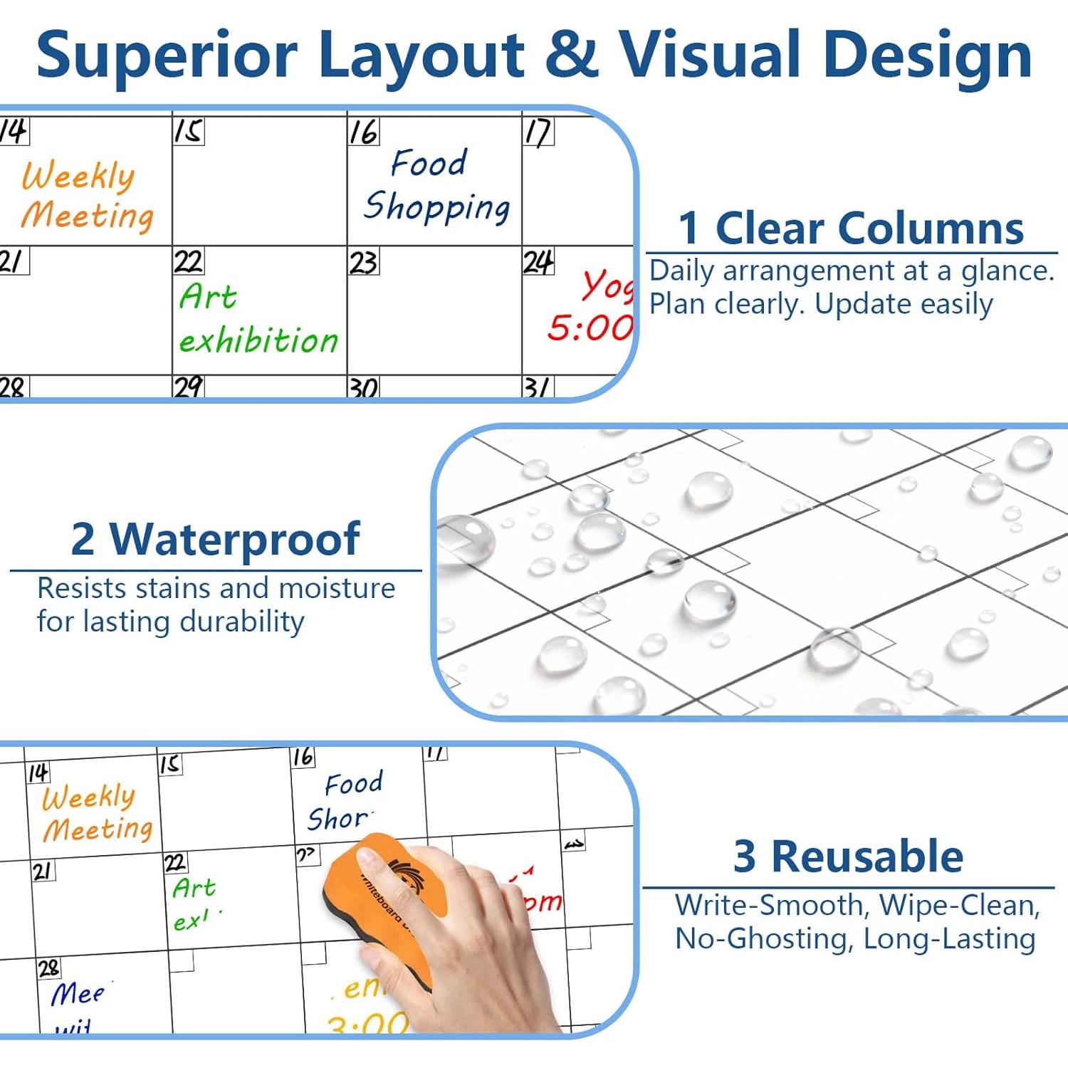 Pizarra Blanca Calendario Mensual XBoard 71x50 cm Combo Corcho