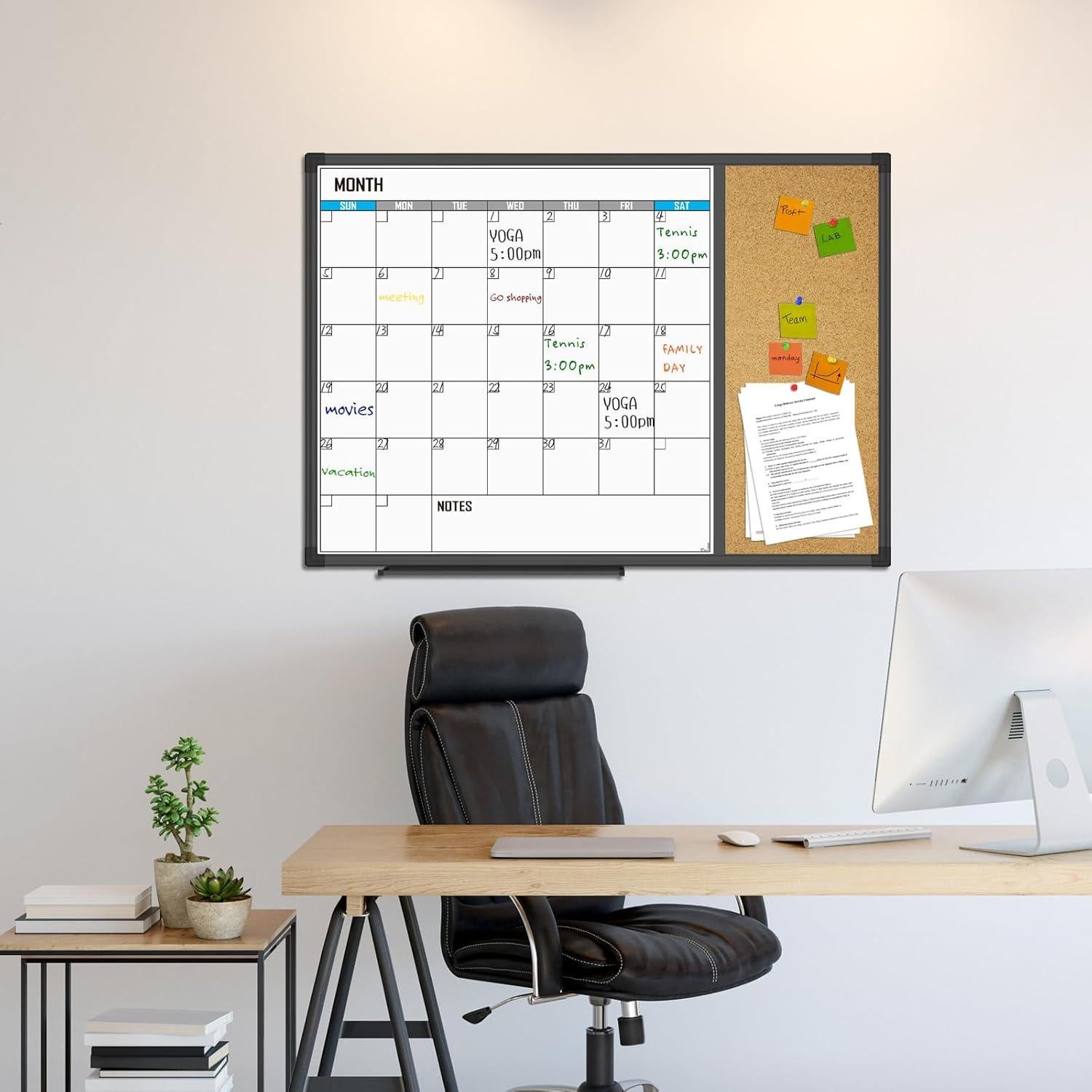 Pizarra Blanca Calendario Mensual XBoard 71x50 cm Combo Corcho