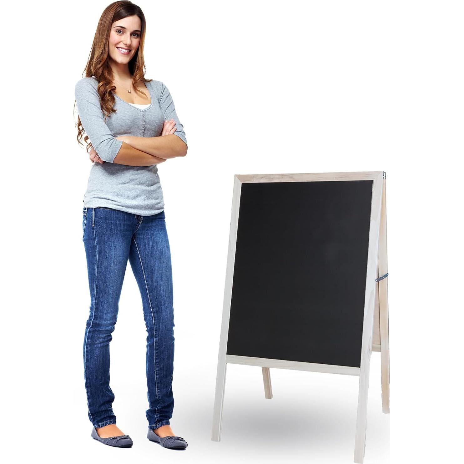 Caballete Marquee Flipside Madera Natural Pizarra Borrable 106.68x60.96cm