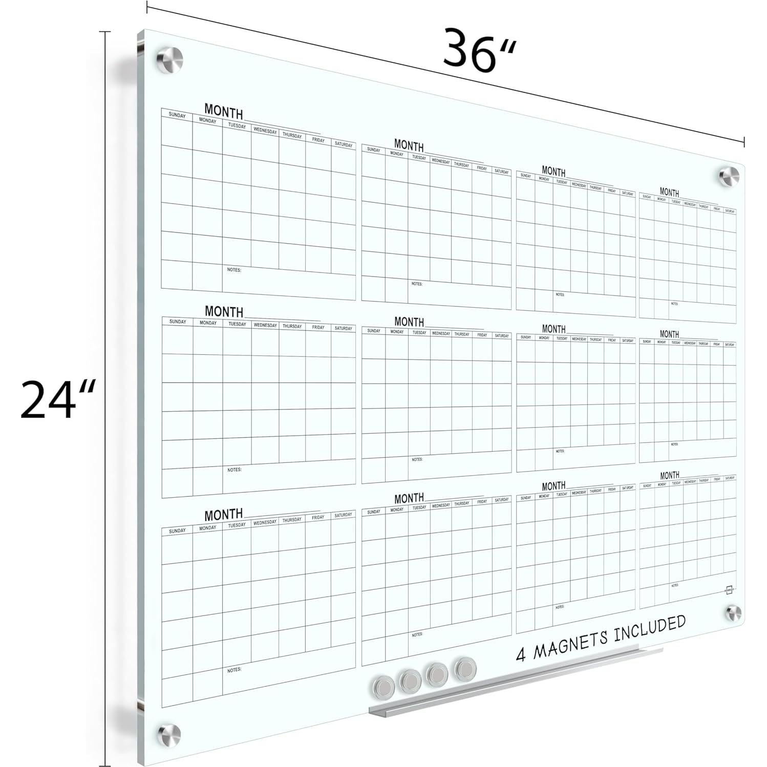 Planificador Calendario Magnético Vidrio 61x91 cm Scribbledo