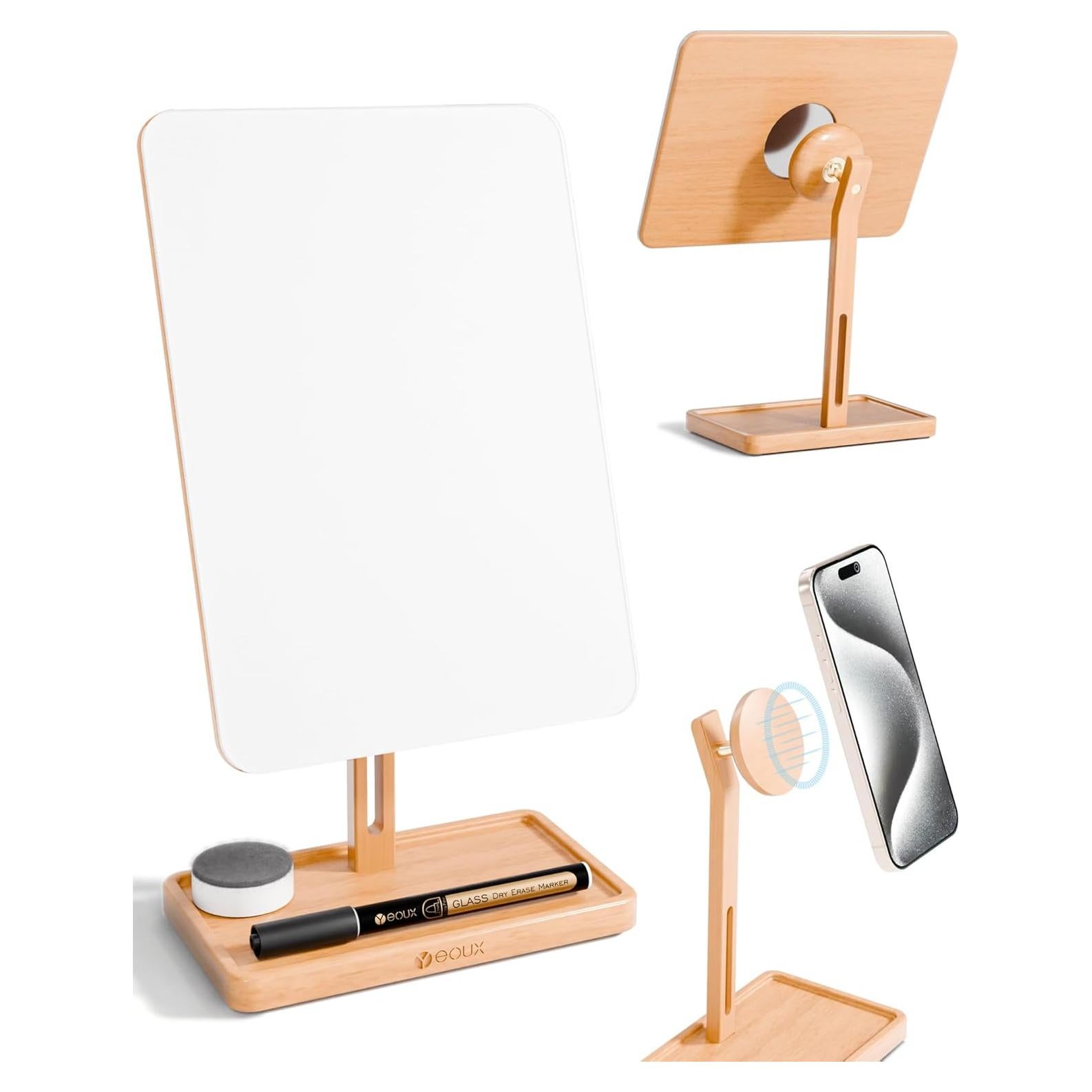 Pizarra de Vidrio YEOUX 2-en-1 con Soporte Magnético Ajustable