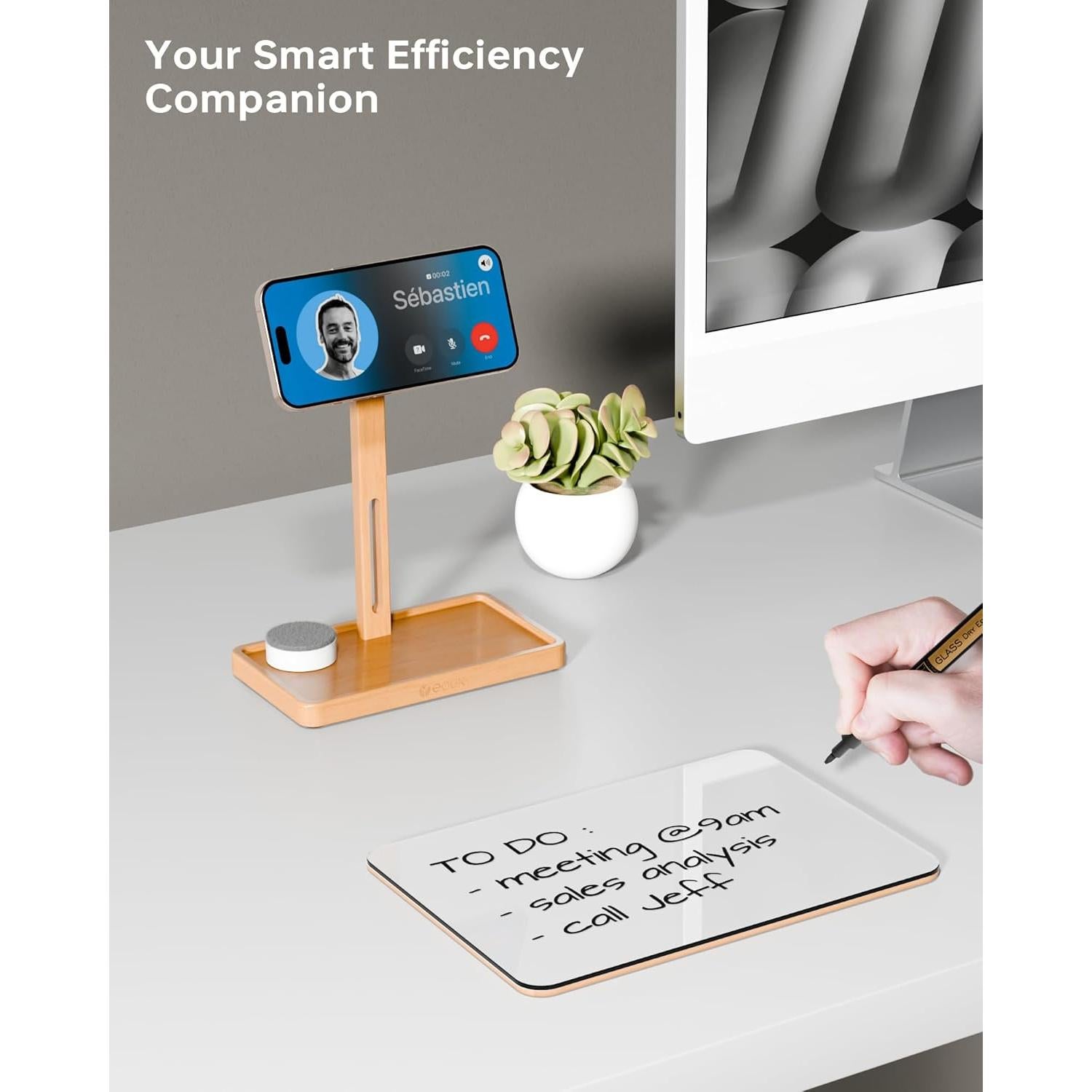 Pizarra de Vidrio YEOUX 2-en-1 con Soporte Magnético Ajustable