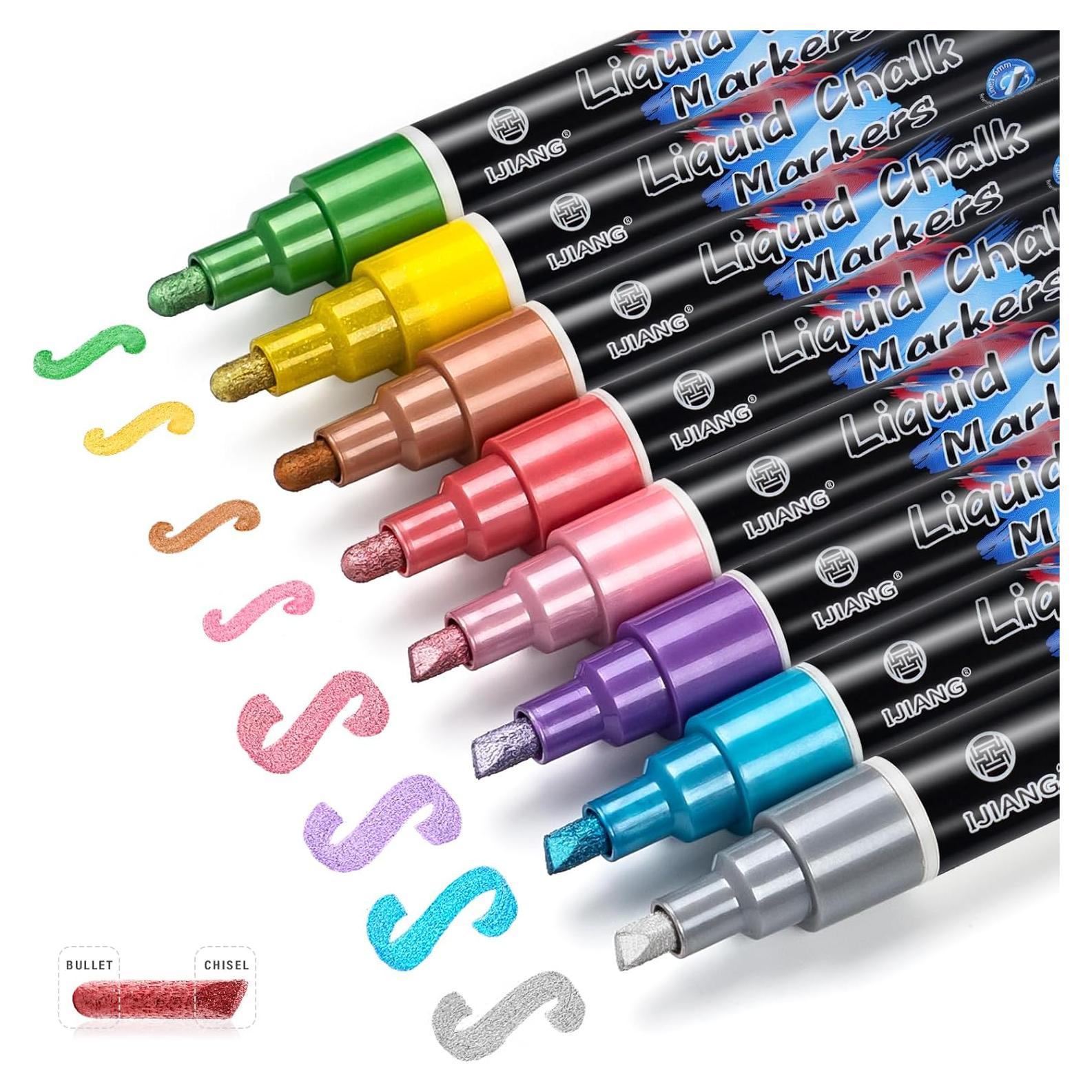 Marcadores de Tiza Líquida IJIANG - 8 Colores Metálicos 6mm